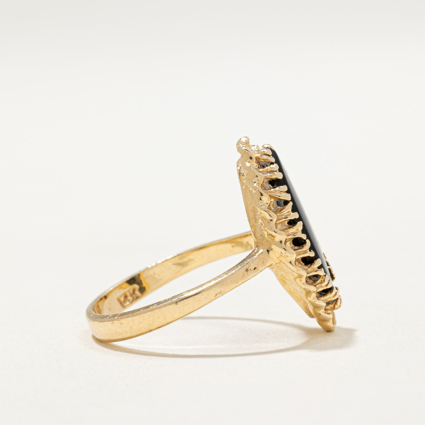 14K Marquise Shaped Onyx Ring | 1.40ct | SZ 6