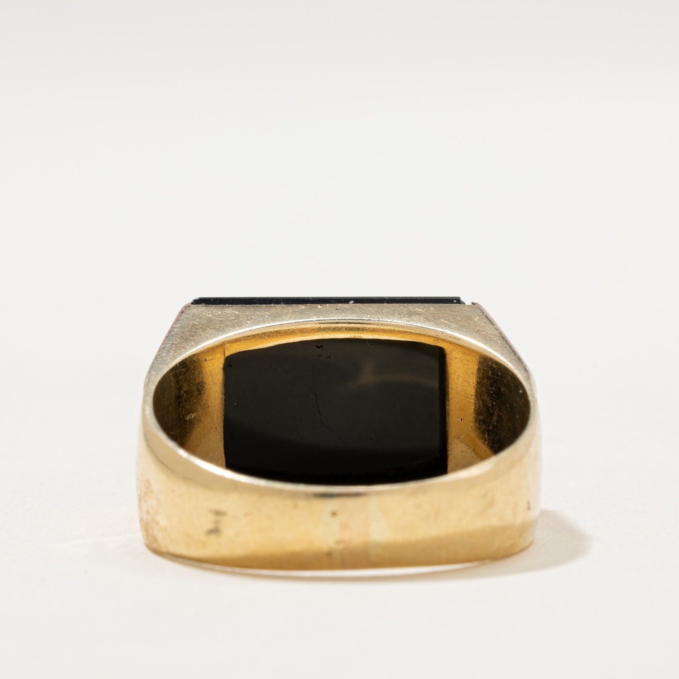 14K Onyx Grooved Signet Ring | 3.00ct | SZ 10.25