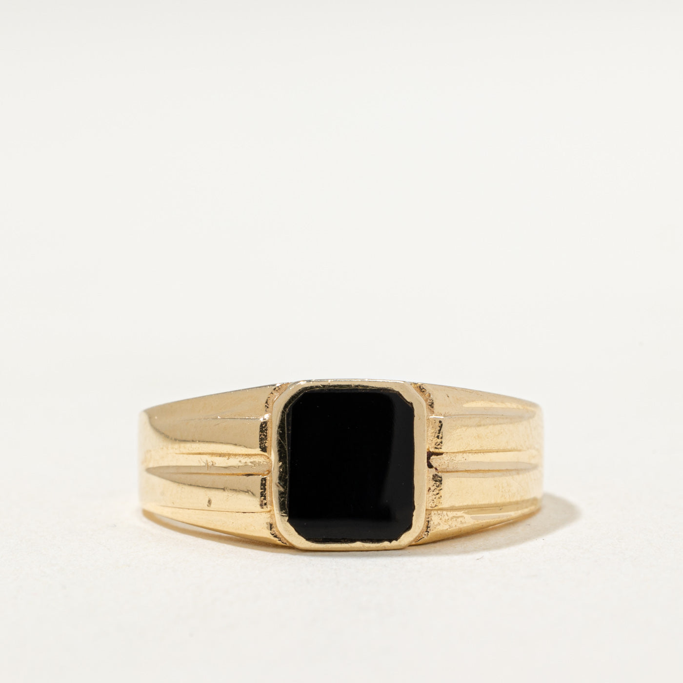 14K Bezel Set Onyx Signet Ring | 0.50ct | SZ 8