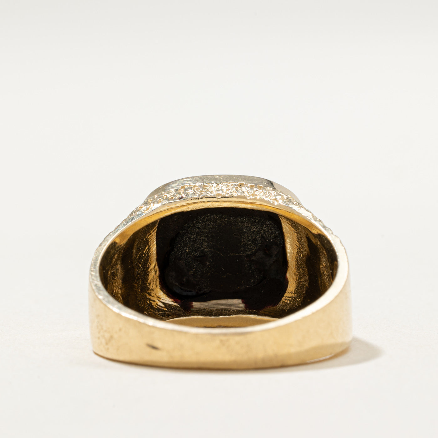 14K Onyx Textured Signet Ring | 2.00ct | SZ 8.75