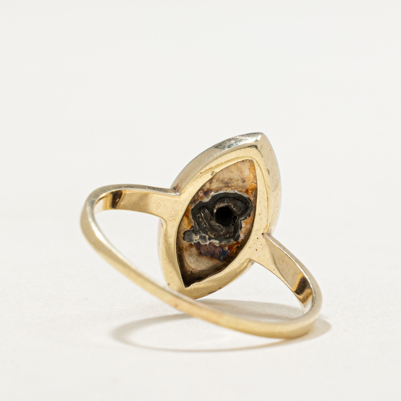 14K Enamel Star Marquise Shaped Onyx Ring | 0.90ct | SZ 8.75