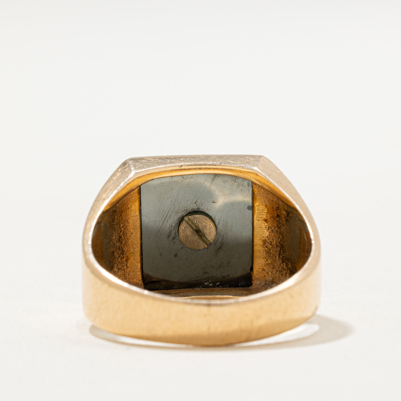 14K Hematite 'K' Initial Signet Ring | 3.00ct | SZ 7