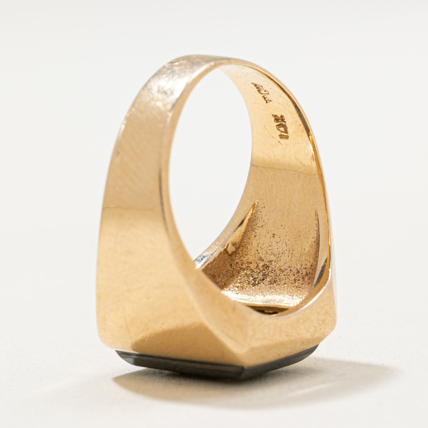 14K Hematite 'K' Initial Signet Ring | 3.00ct | SZ 7