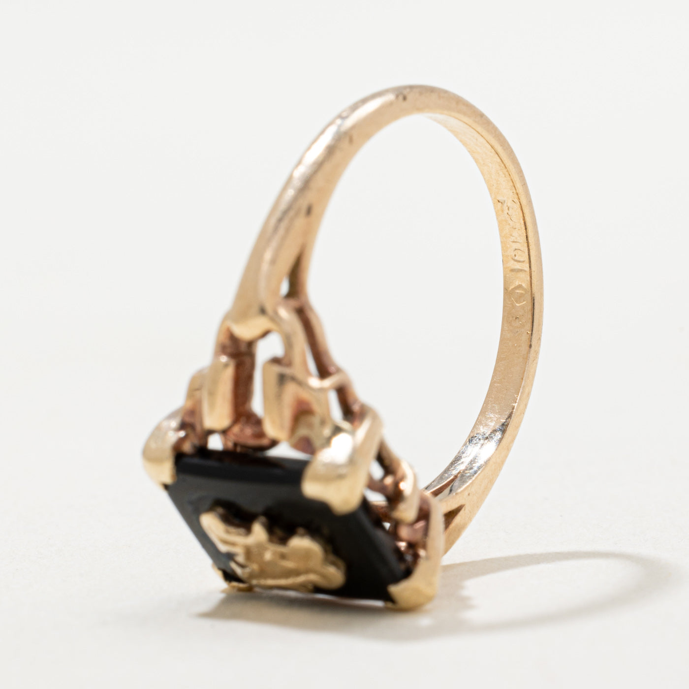 Vintage Canadian Onyx 'A' Initial Ring | 1.30ct | SZ 6
