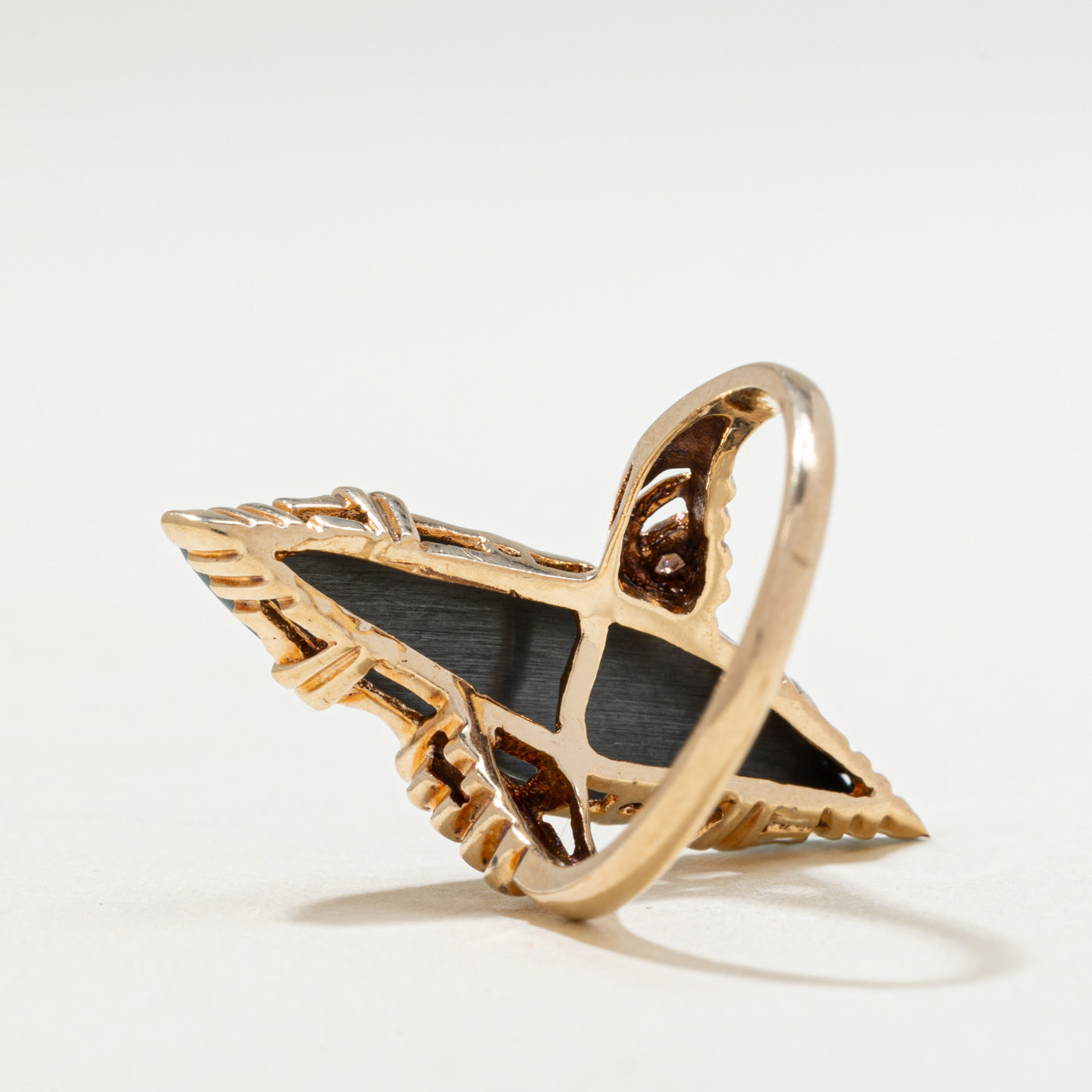 10K Hematite Navette Ring | 3.90ct | SZ 5