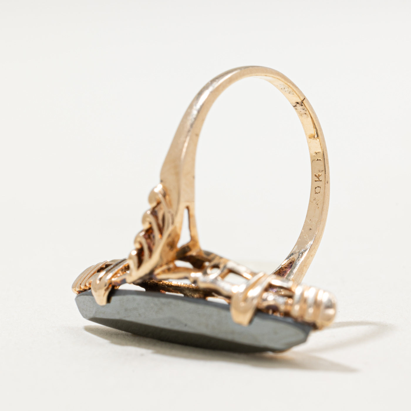 10K Hematite Navette Ring | 3.90ct | SZ 5