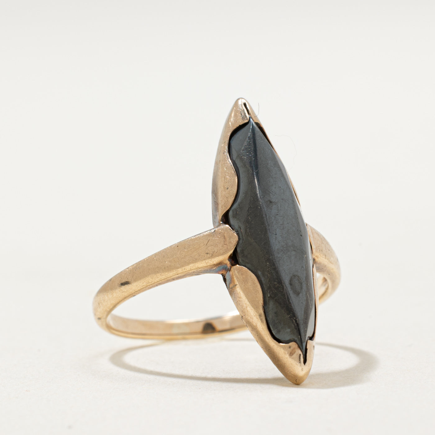 10K Marquise Cut Hematite Cocktail Ring | 1.80ct | SZ 5.75