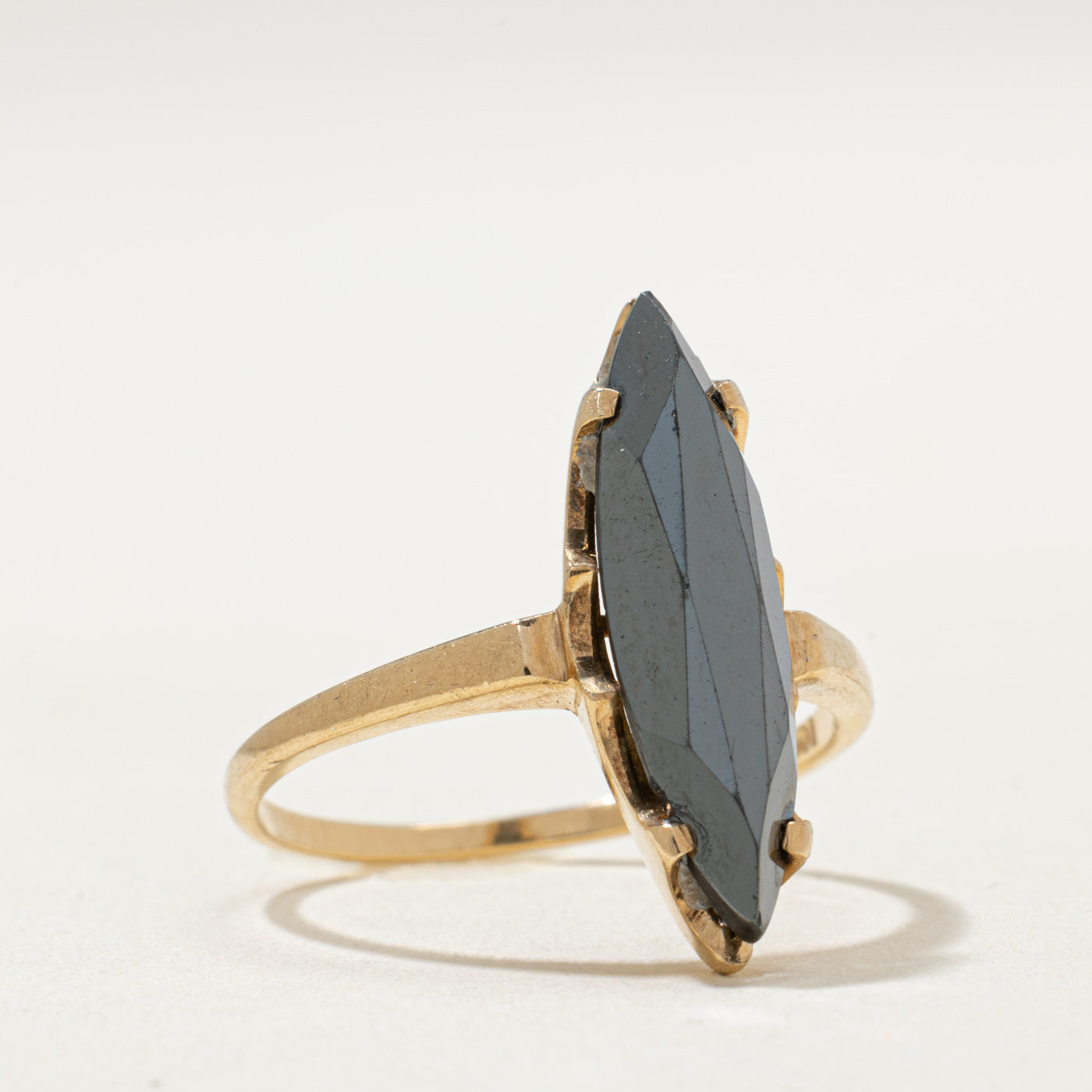10K Hematite Navette Ring | 2.16ct | SZ 6.75