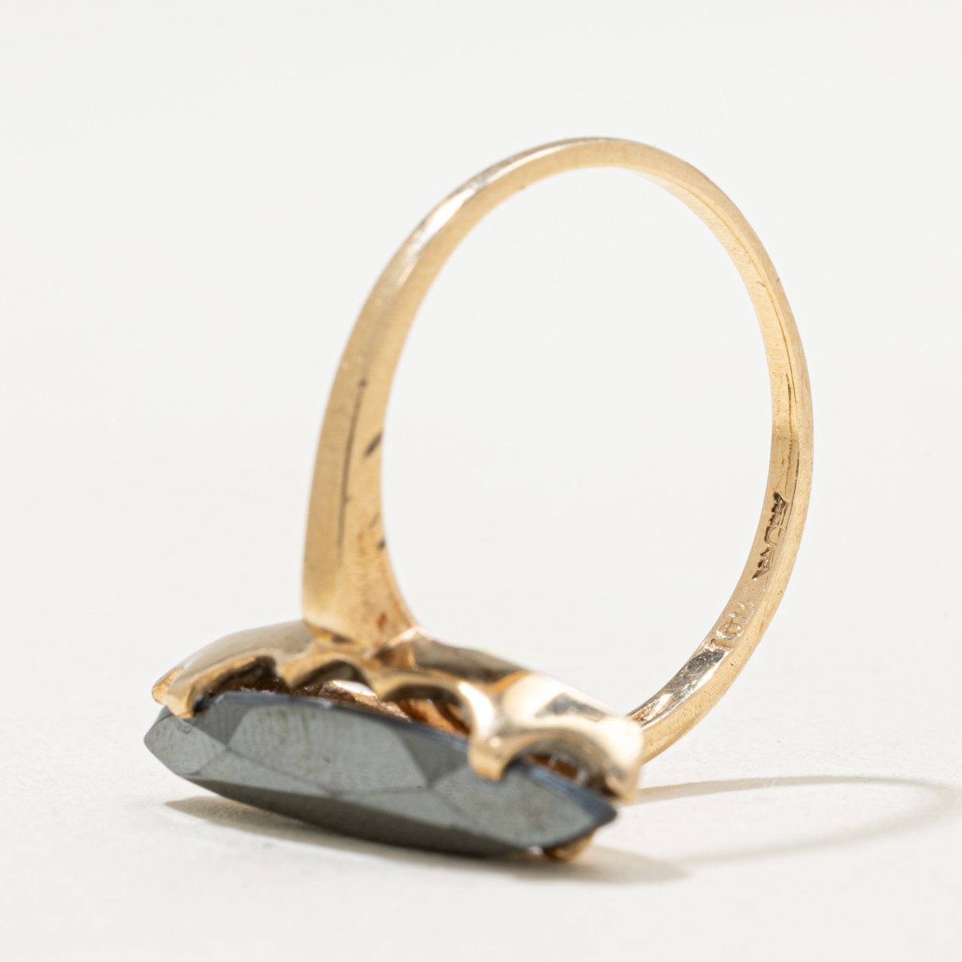 10K Hematite Navette Ring | 2.16ct | SZ 6.75