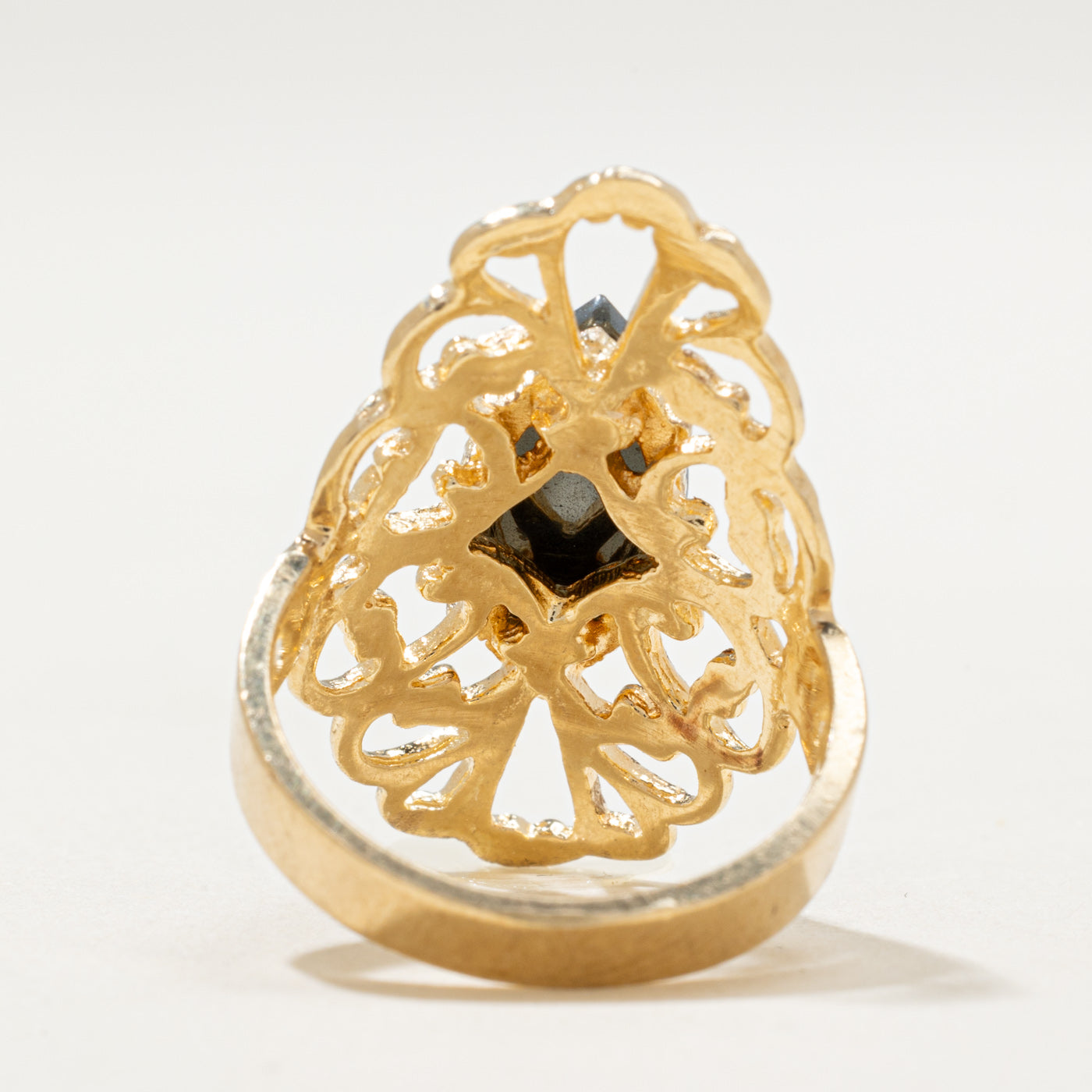10K Hematite Ornate Cocktail Ring | 2.00ct | SZ 6.5