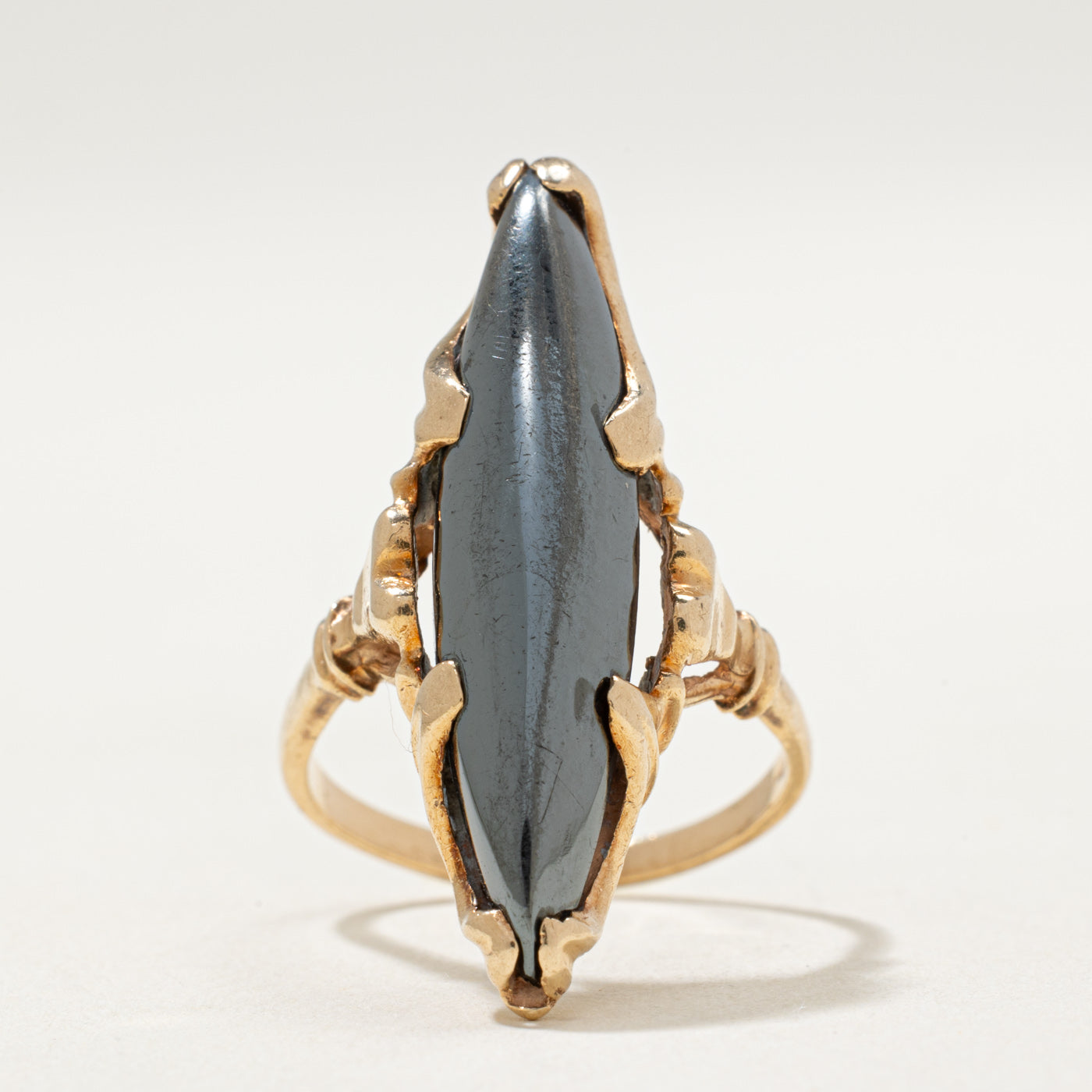 10K Hematite Navette Ring | 8.00ct | SZ 5.5