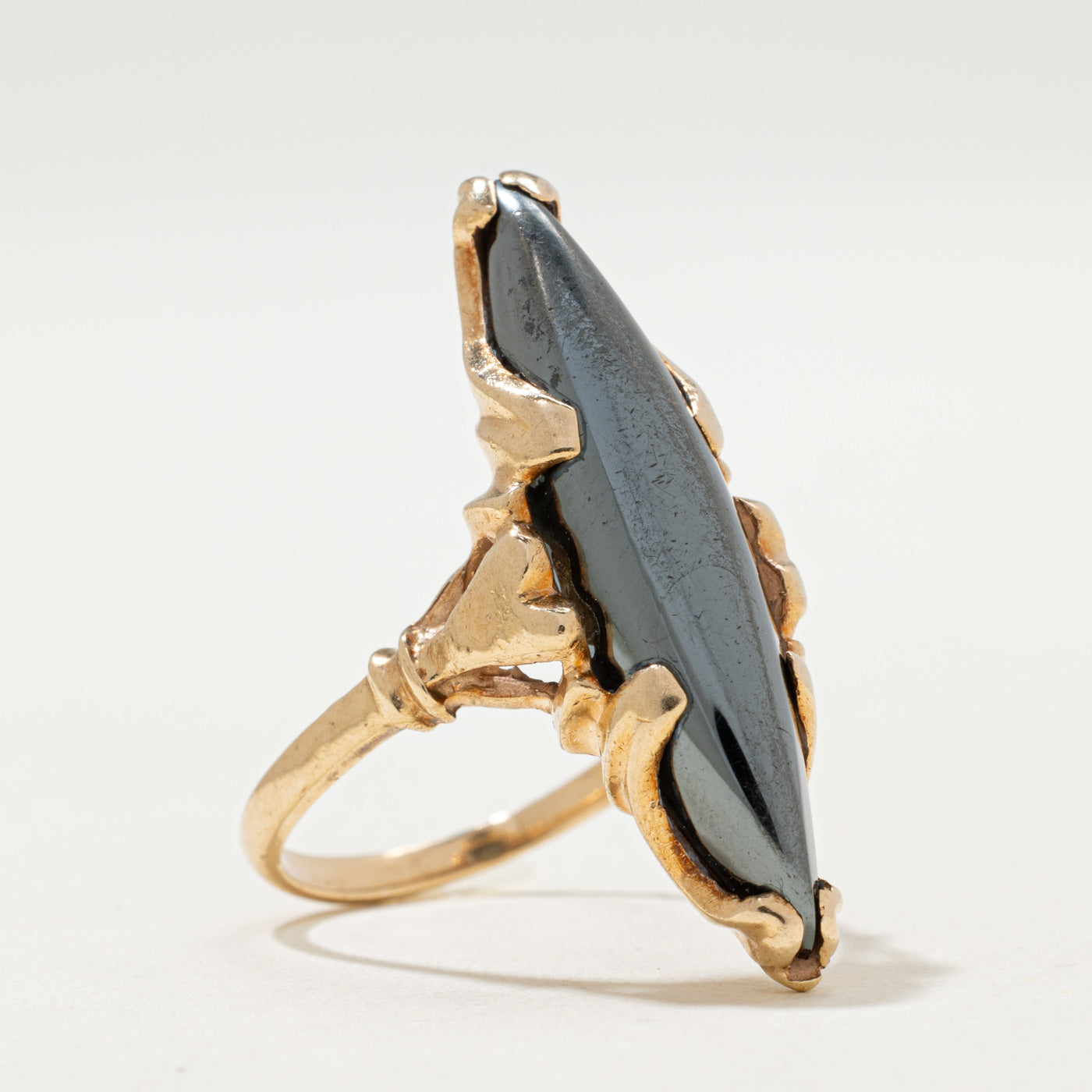 10K Hematite Navette Ring | 8.00ct | SZ 5.5