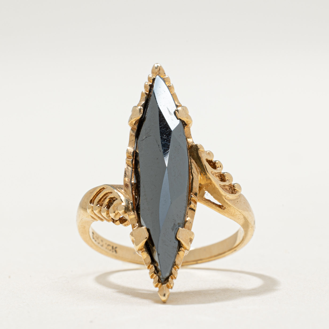 10K Hematite Navette Ring | 4.90ct | SZ 6.5