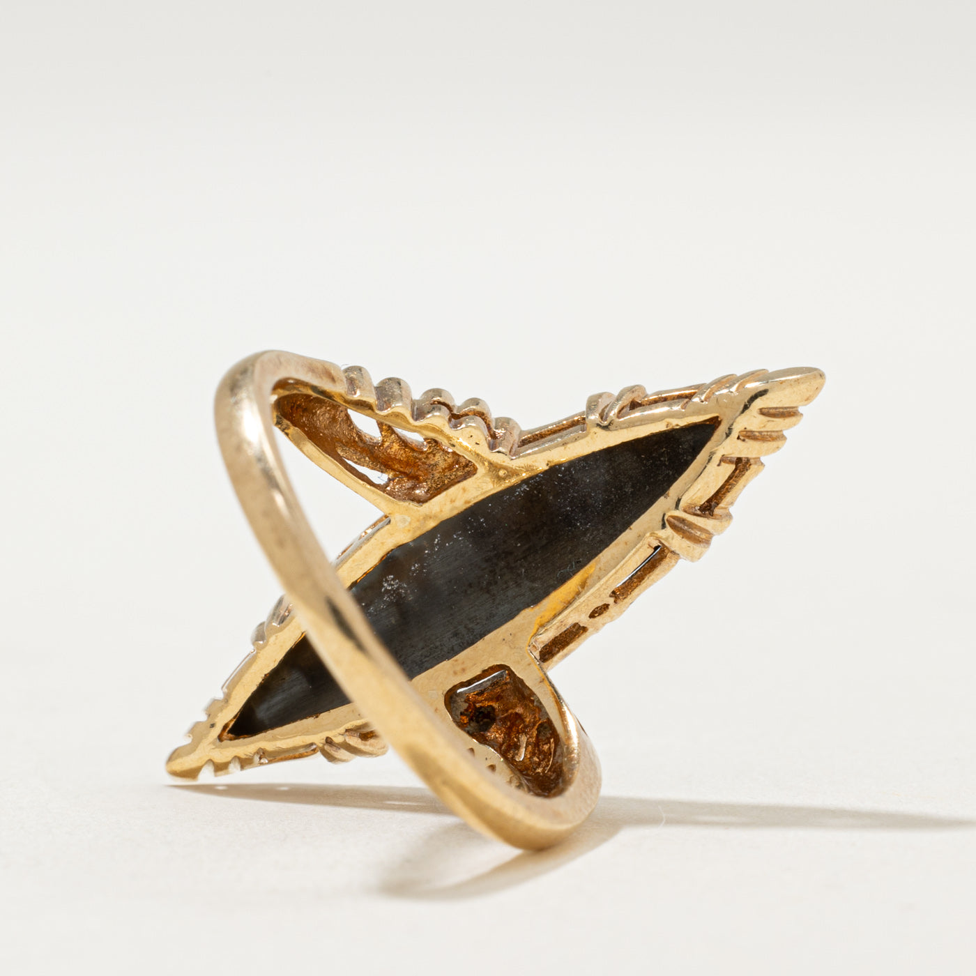 10K Hematite Navette Ring | 4.90ct | SZ 6.5