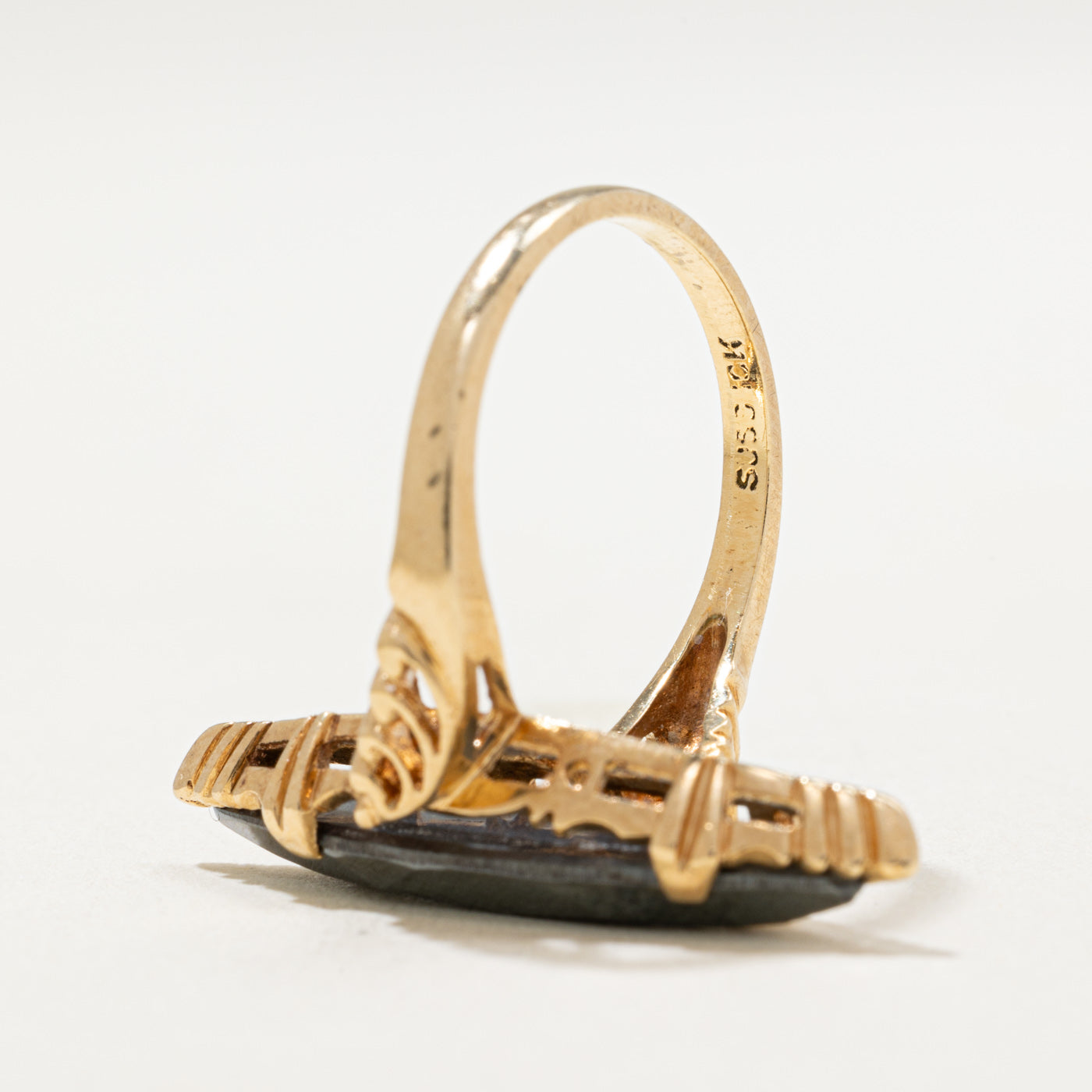 10K Hematite Navette Ring | 4.90ct | SZ 6.5