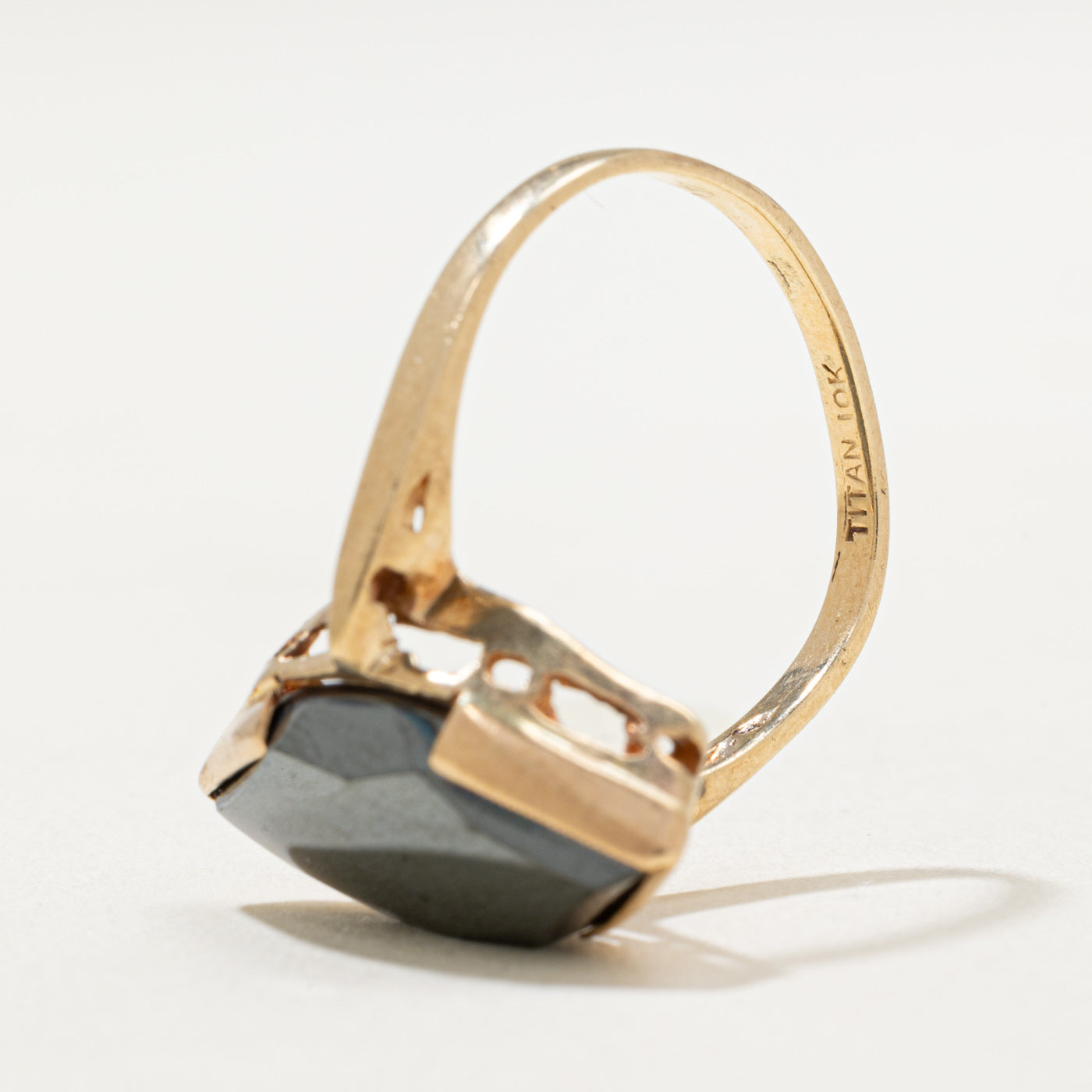 10K Marquise Cut Hematite Ring | 3.65ct | SZ 6.75