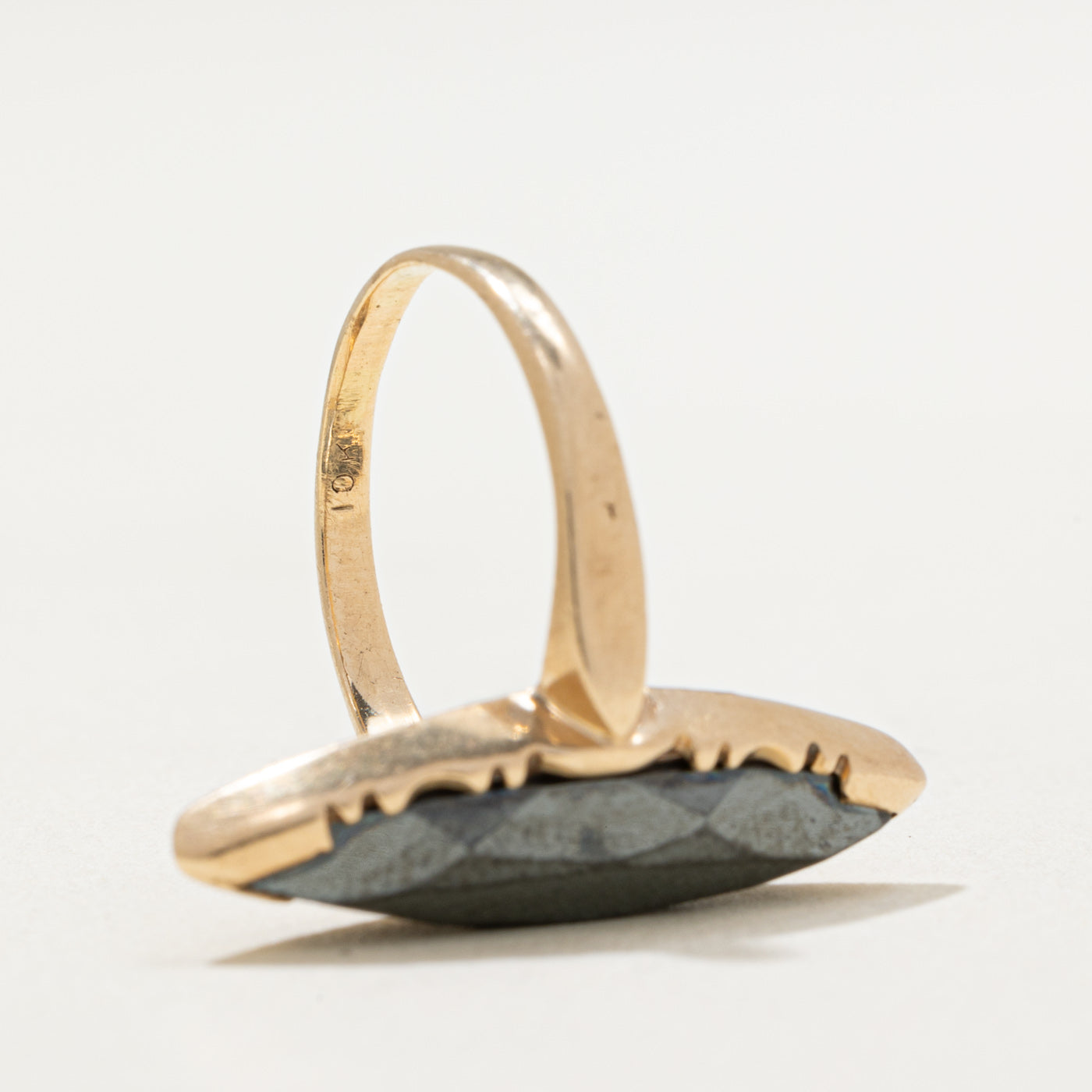 10K Hematite Navette Ring | 2.60ct | SZ 3.75