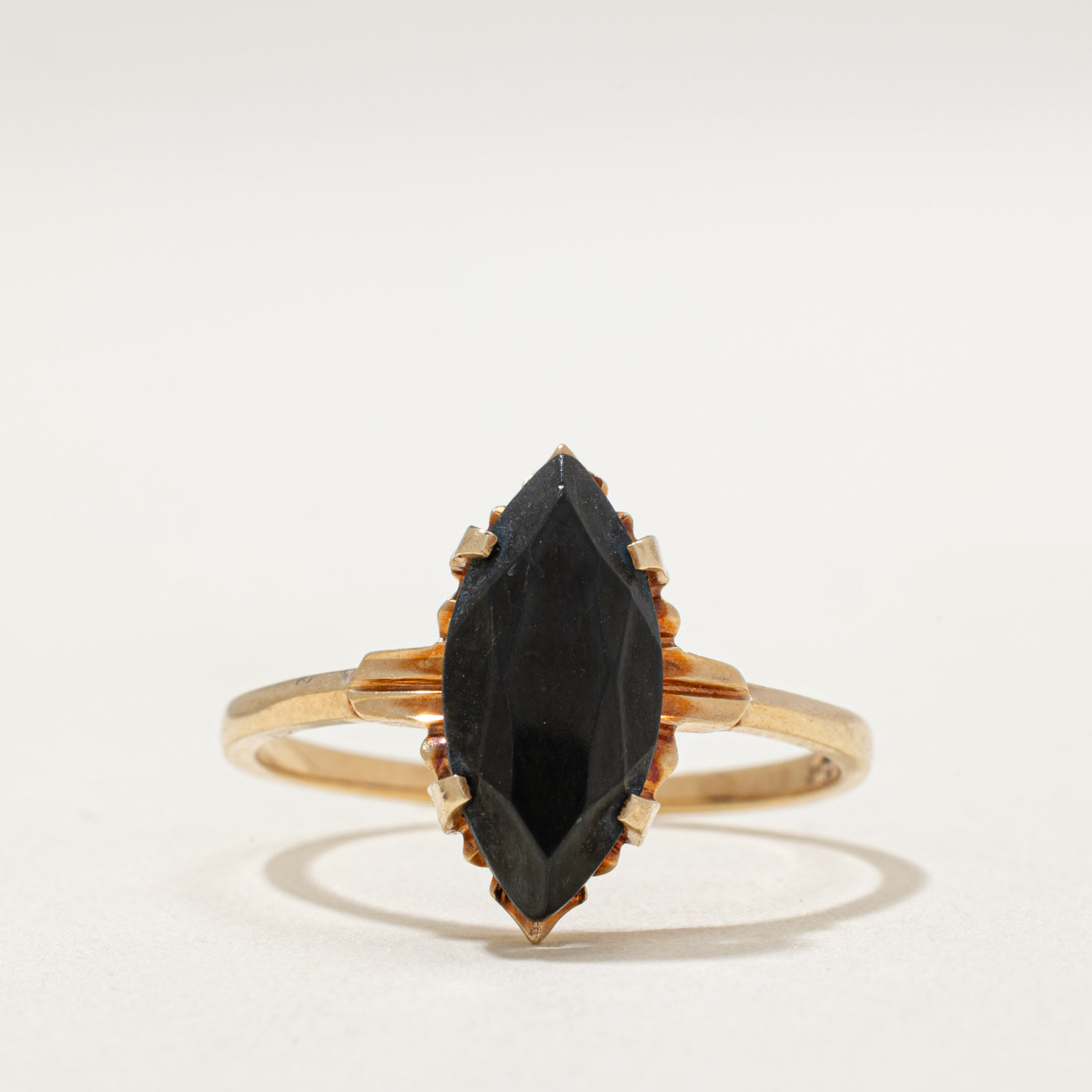 10K Marquise Cut Hematite Ring | 2.30ct | SZ 10