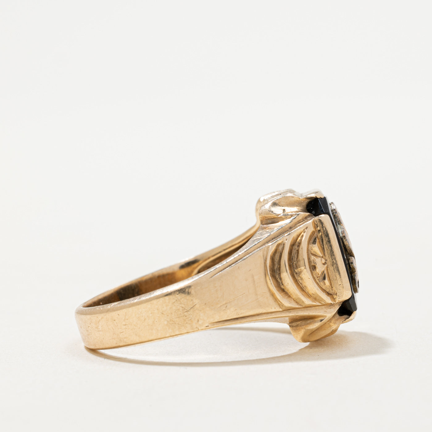 10K Onyx 'S' Initial Ring | 2.00ct | SZ 10