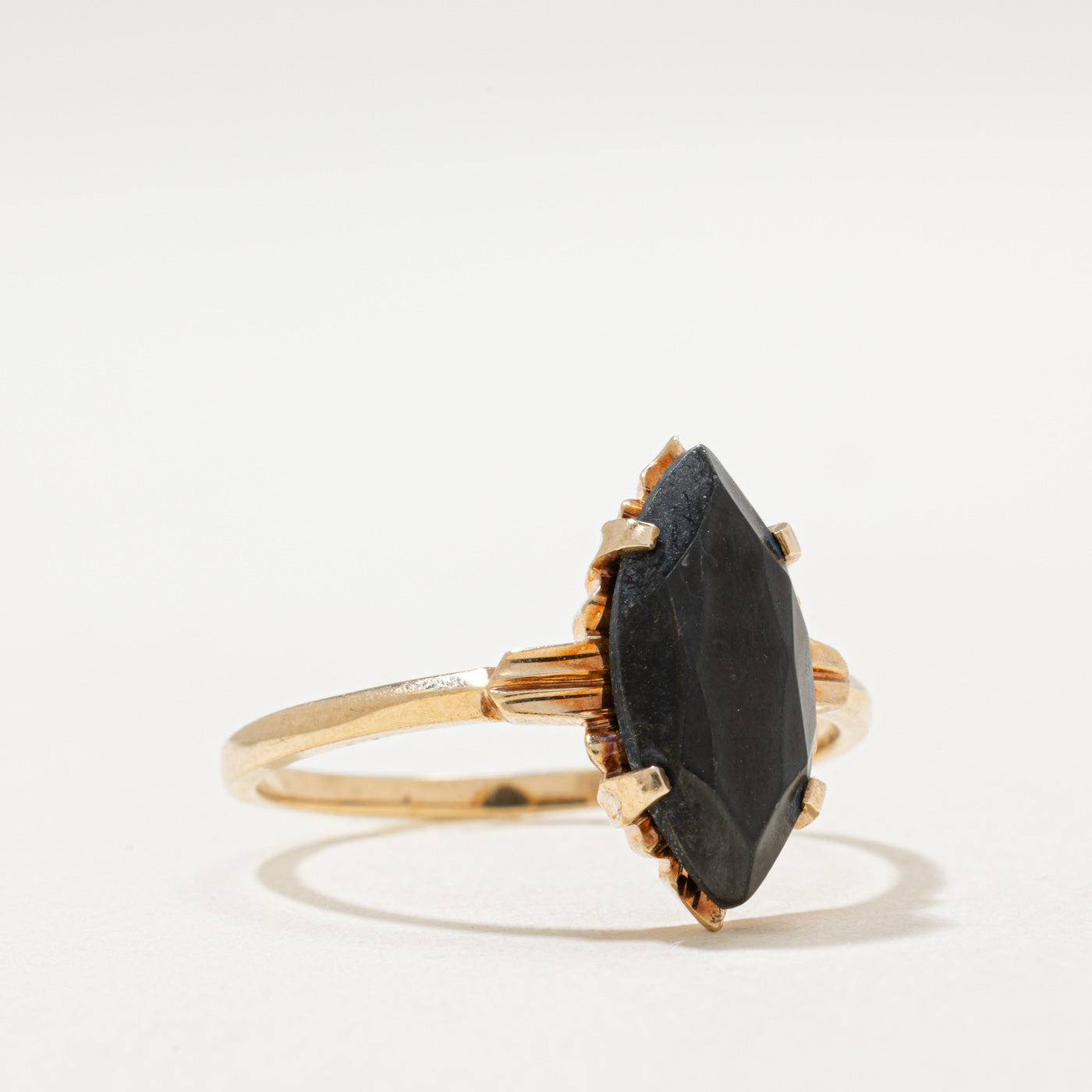 10K Marquise Cut Hematite Ring | 2.30ct | SZ 10
