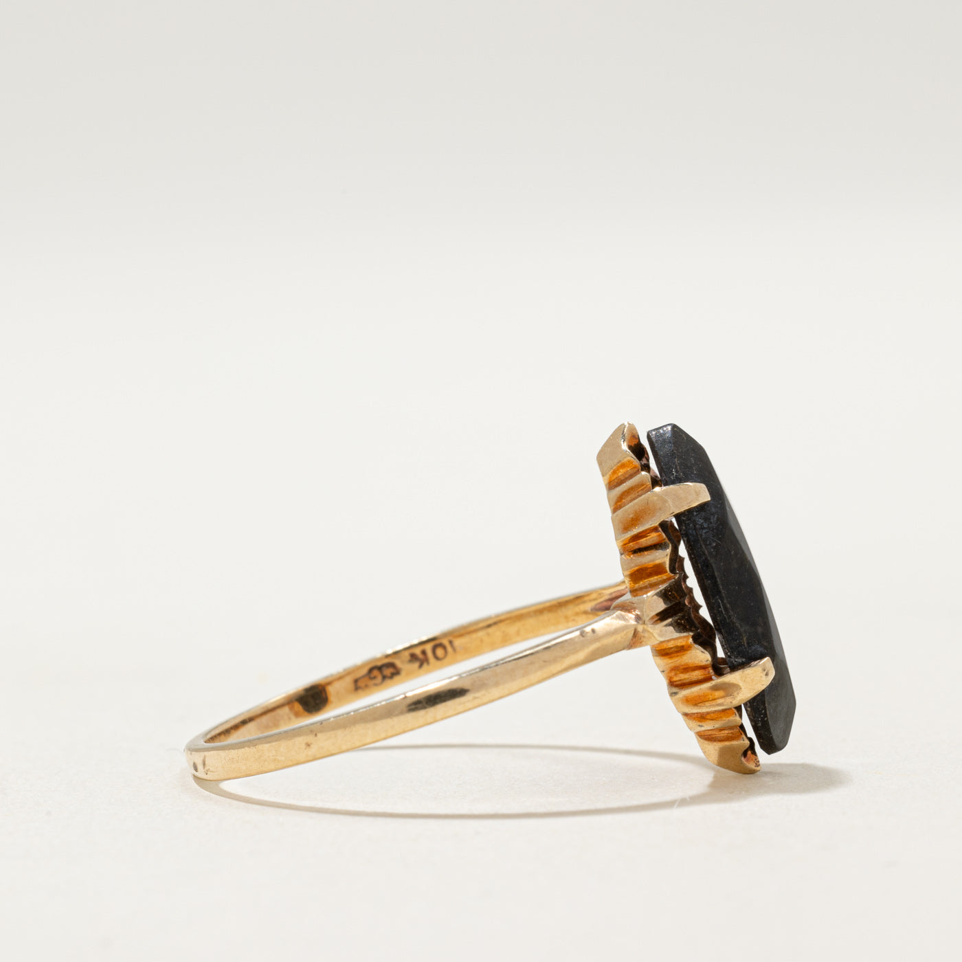 10K Marquise Cut Hematite Ring | 2.30ct | SZ 10