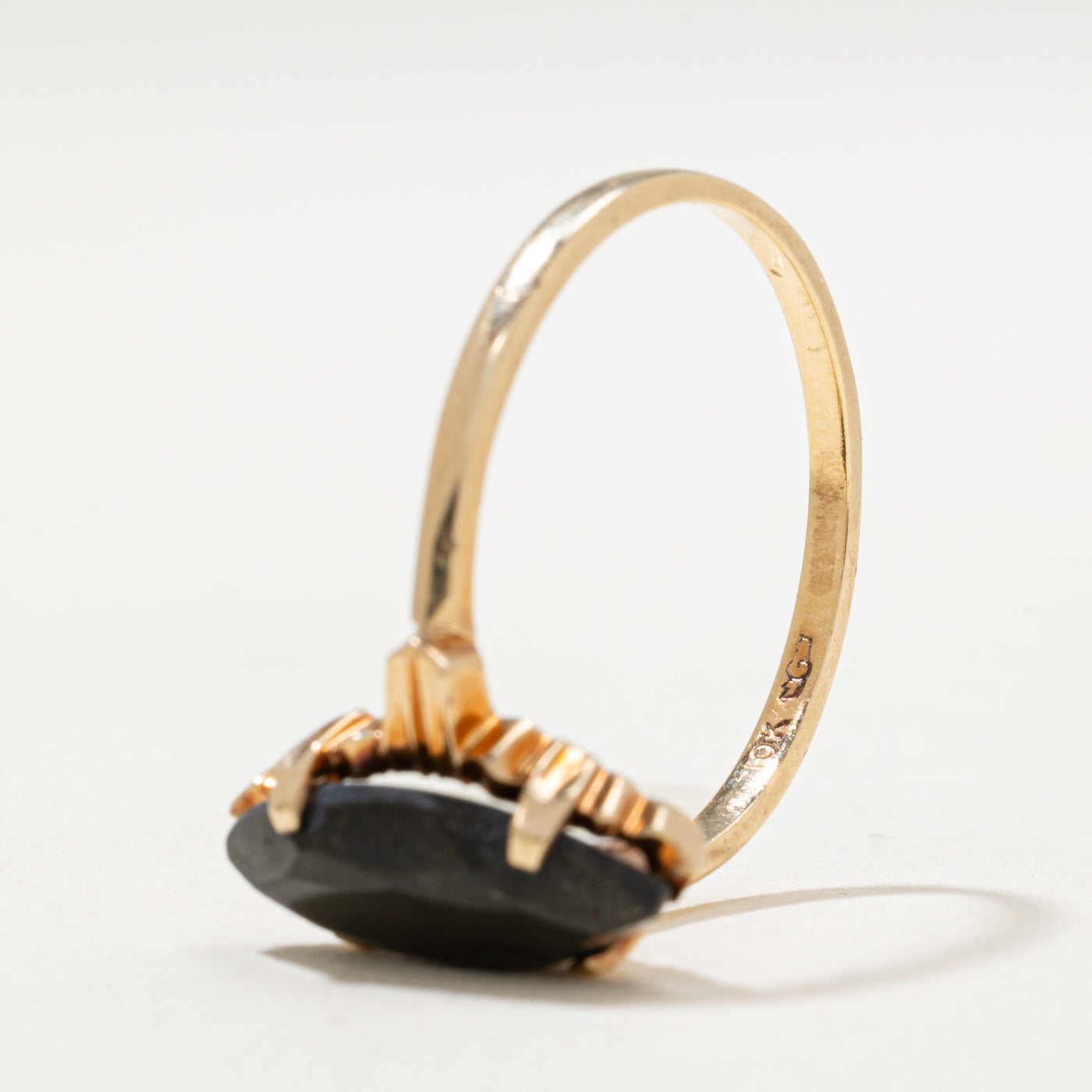 10K Marquise Cut Hematite Ring | 2.30ct | SZ 10