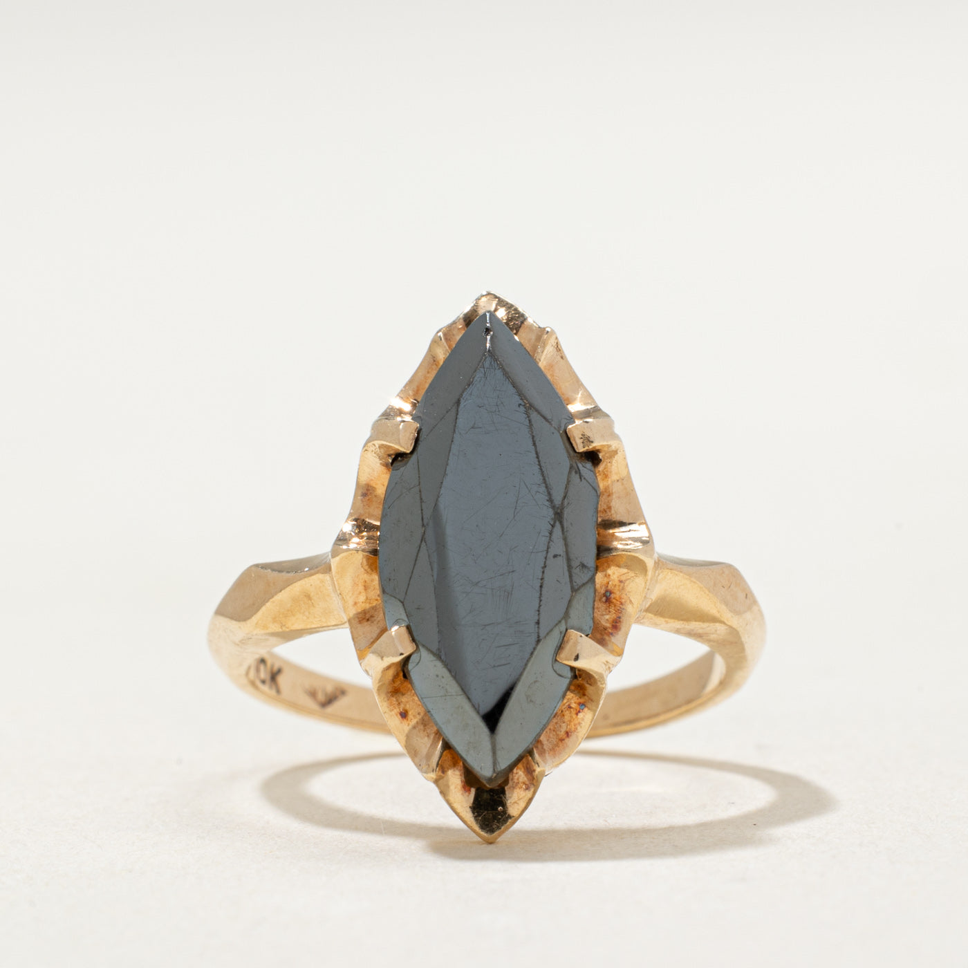 10K Marquise Cut Hematite Ring | 1.90ct | SZ 4