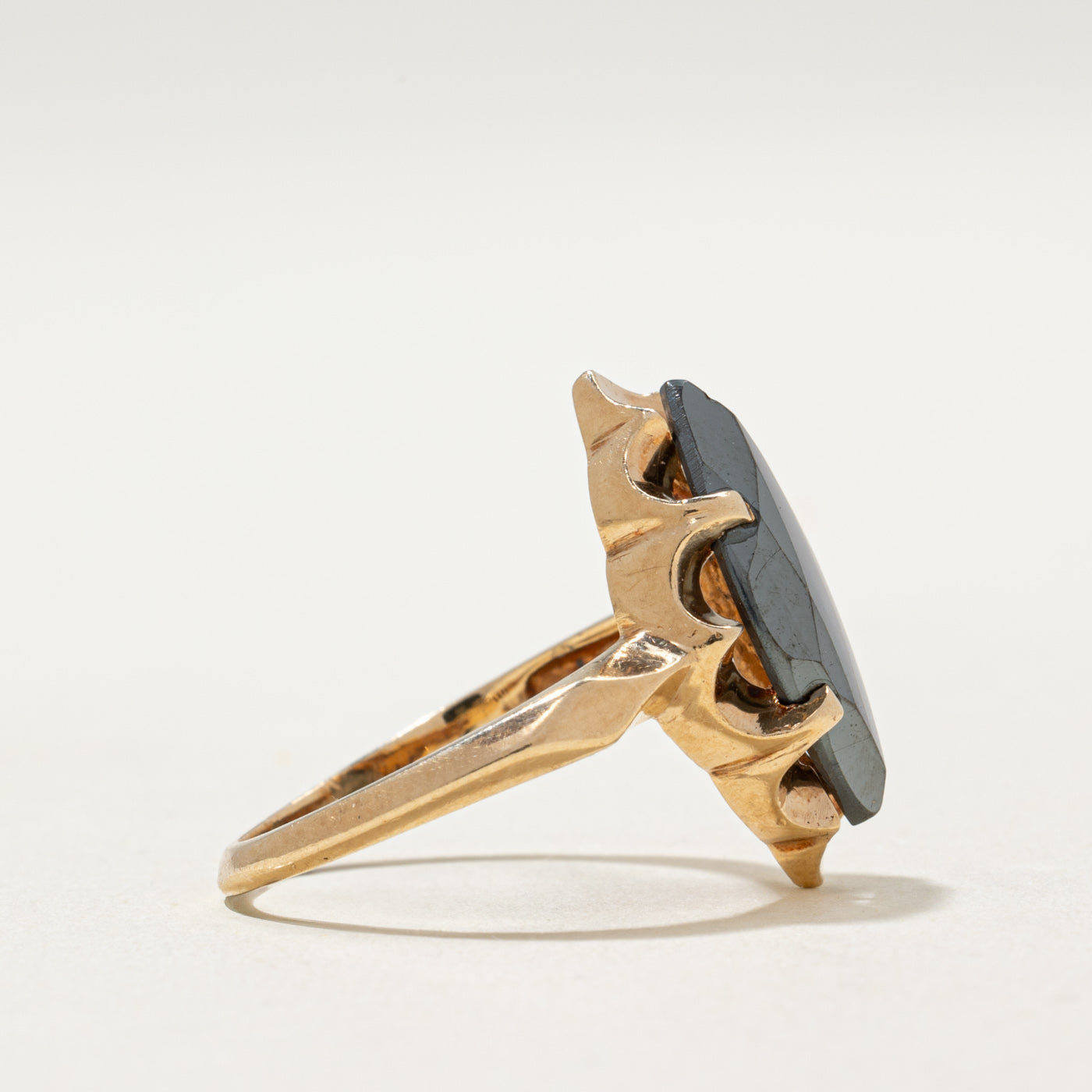 10K Marquise Cut Hematite Ring | 1.90ct | SZ 4