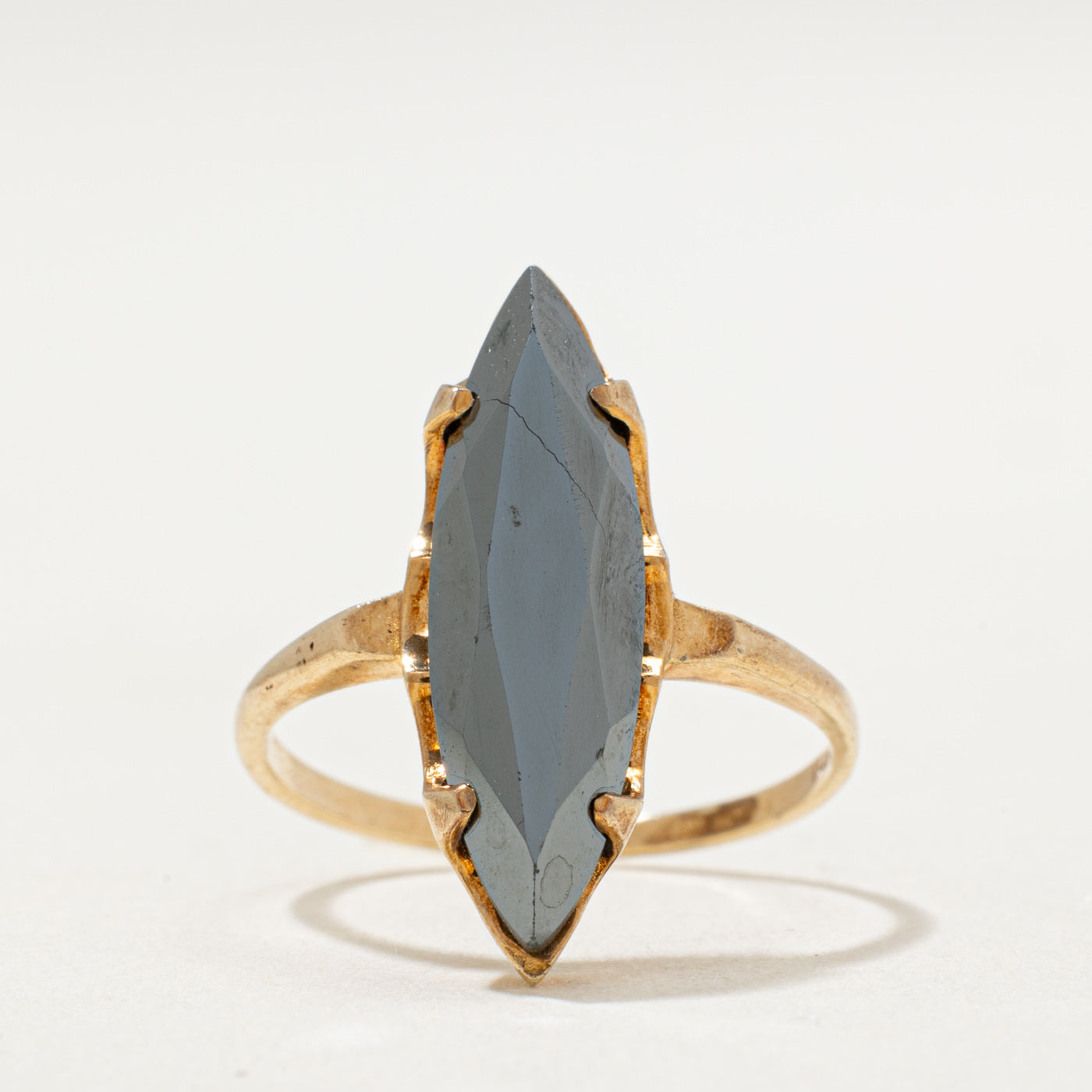 10K Hematite Navette Ring | 3.00ct | SZ 5.25