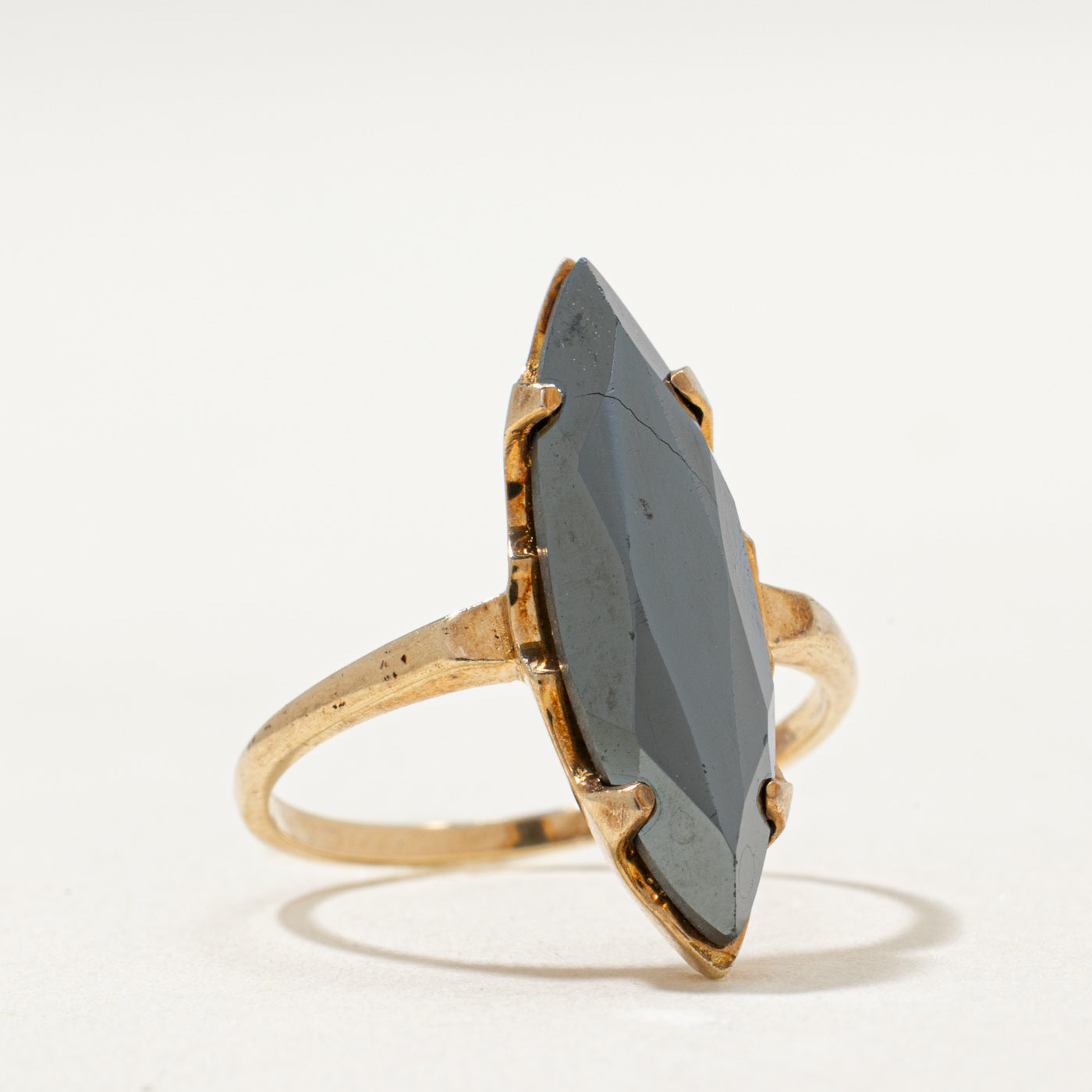 10K Hematite Navette Ring | 3.00ct | SZ 5.25