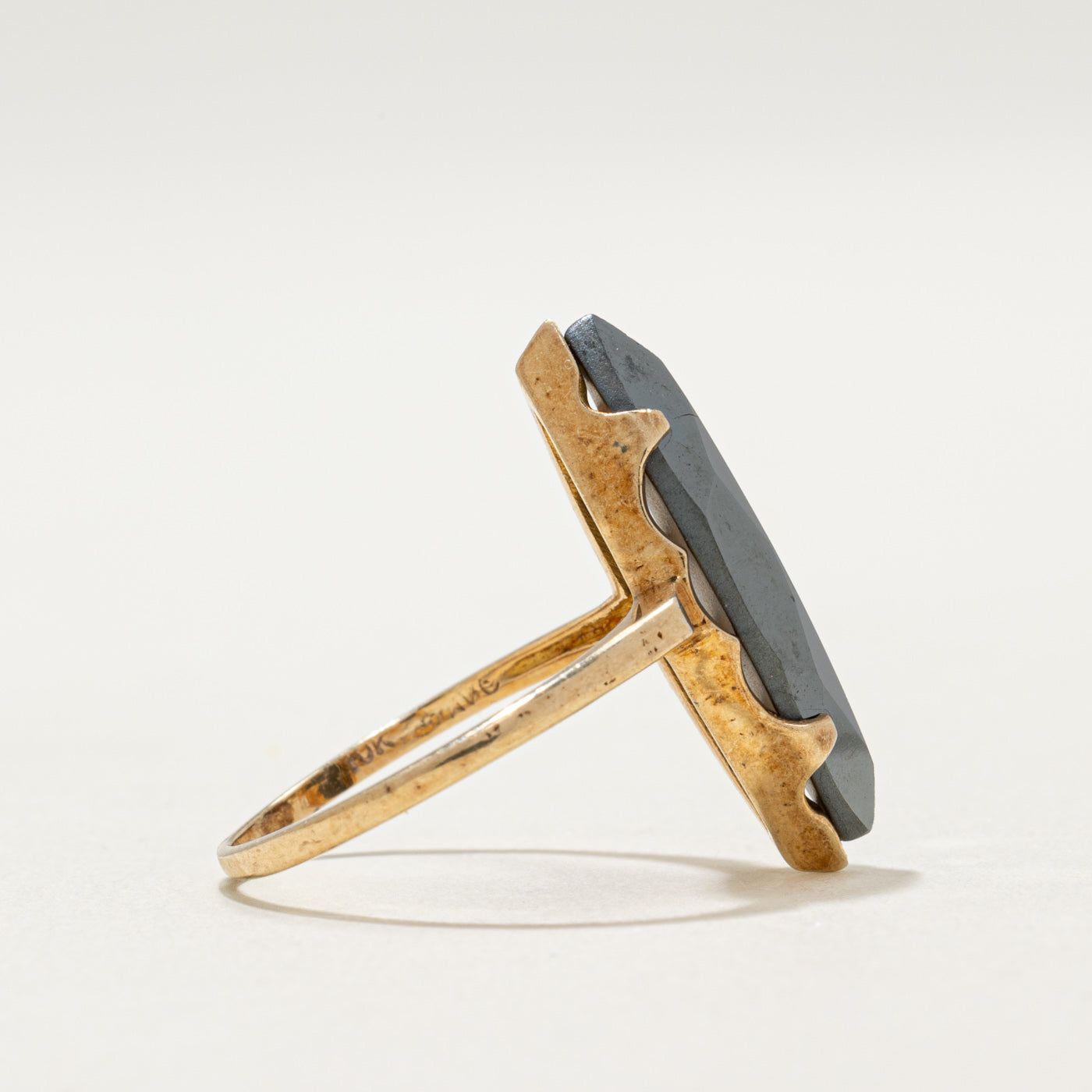 10K Hematite Navette Ring | 3.00ct | SZ 5.25