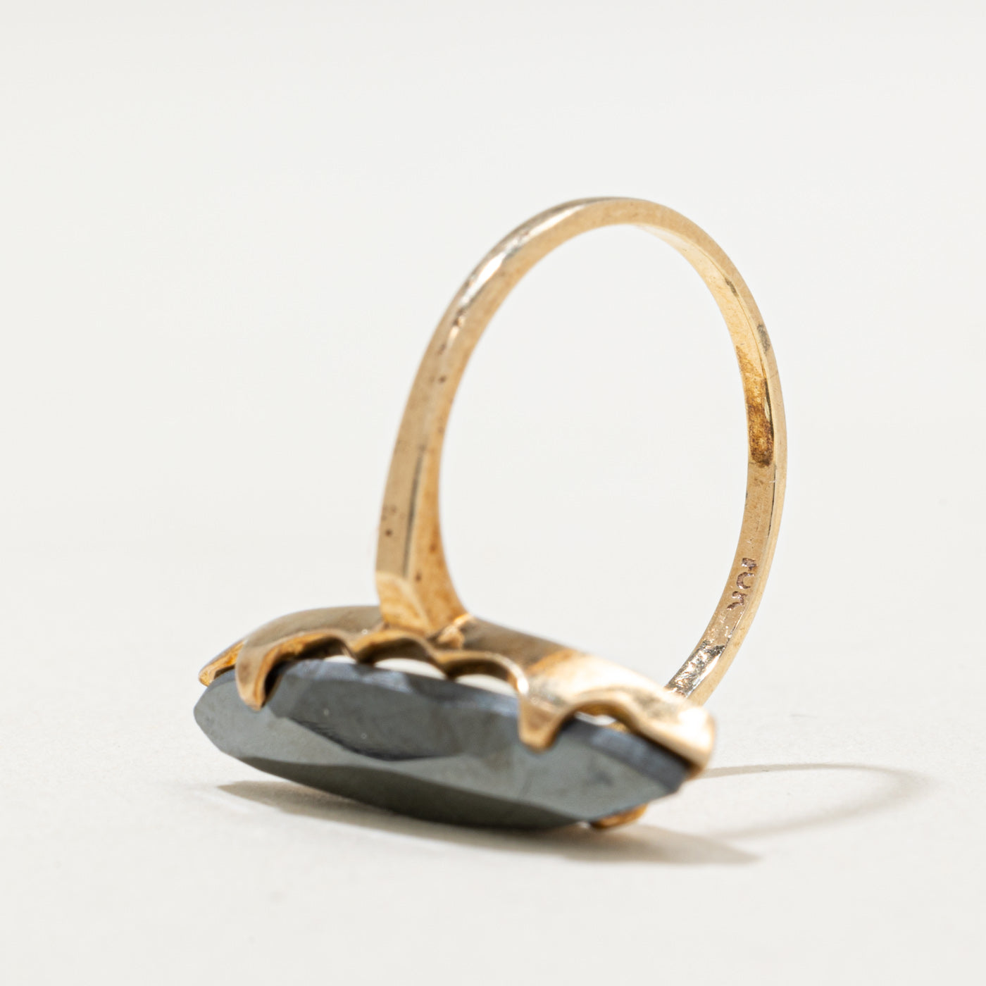 10K Hematite Navette Ring | 3.00ct | SZ 5.25