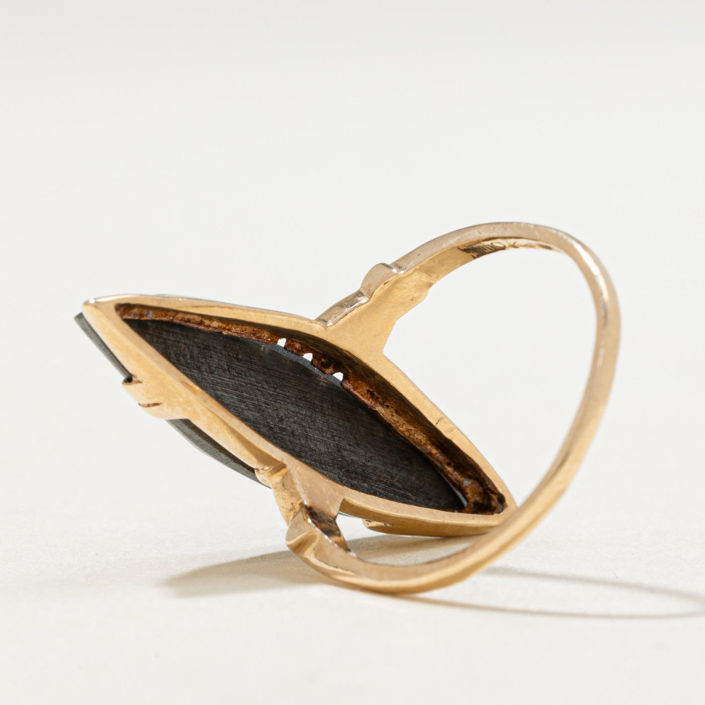 10K Hematite Navette Ring | 4.90ct | SZ 6.75