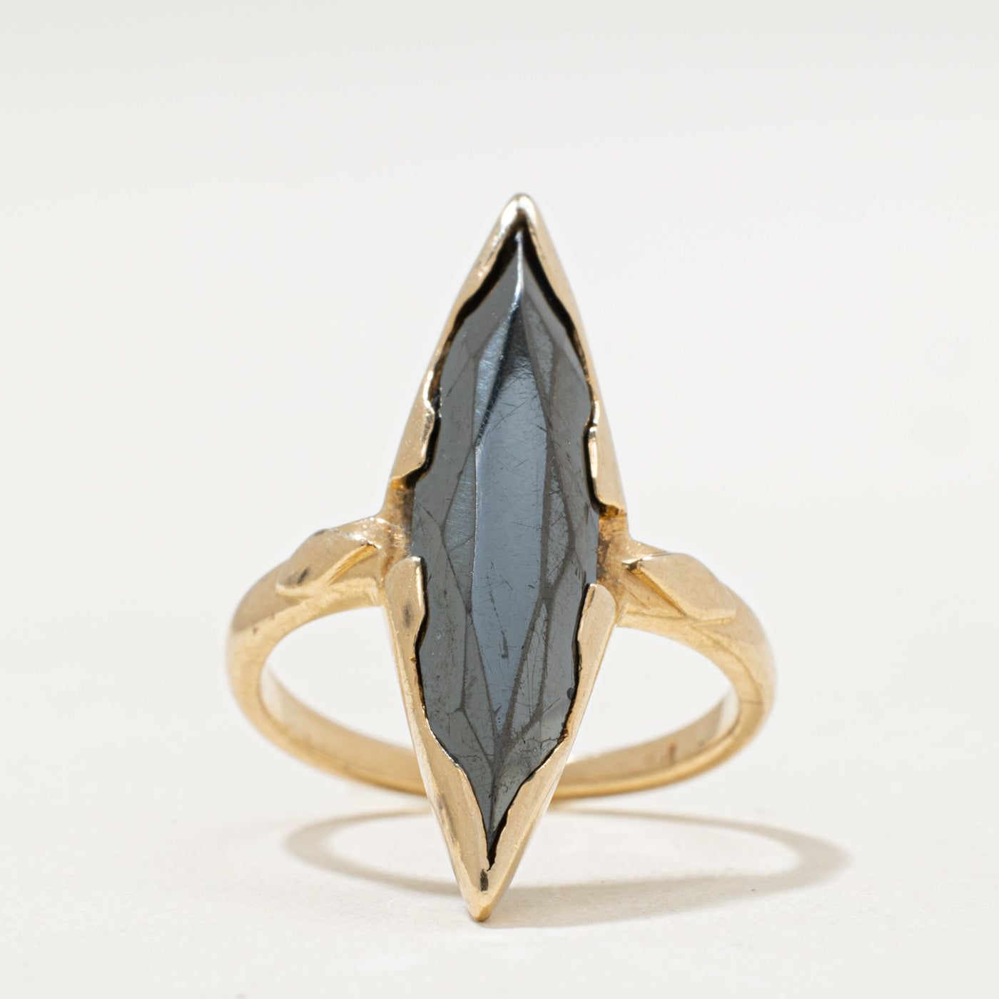 10K Hematite Navette Ring | 3.00ct | SZ 4.5