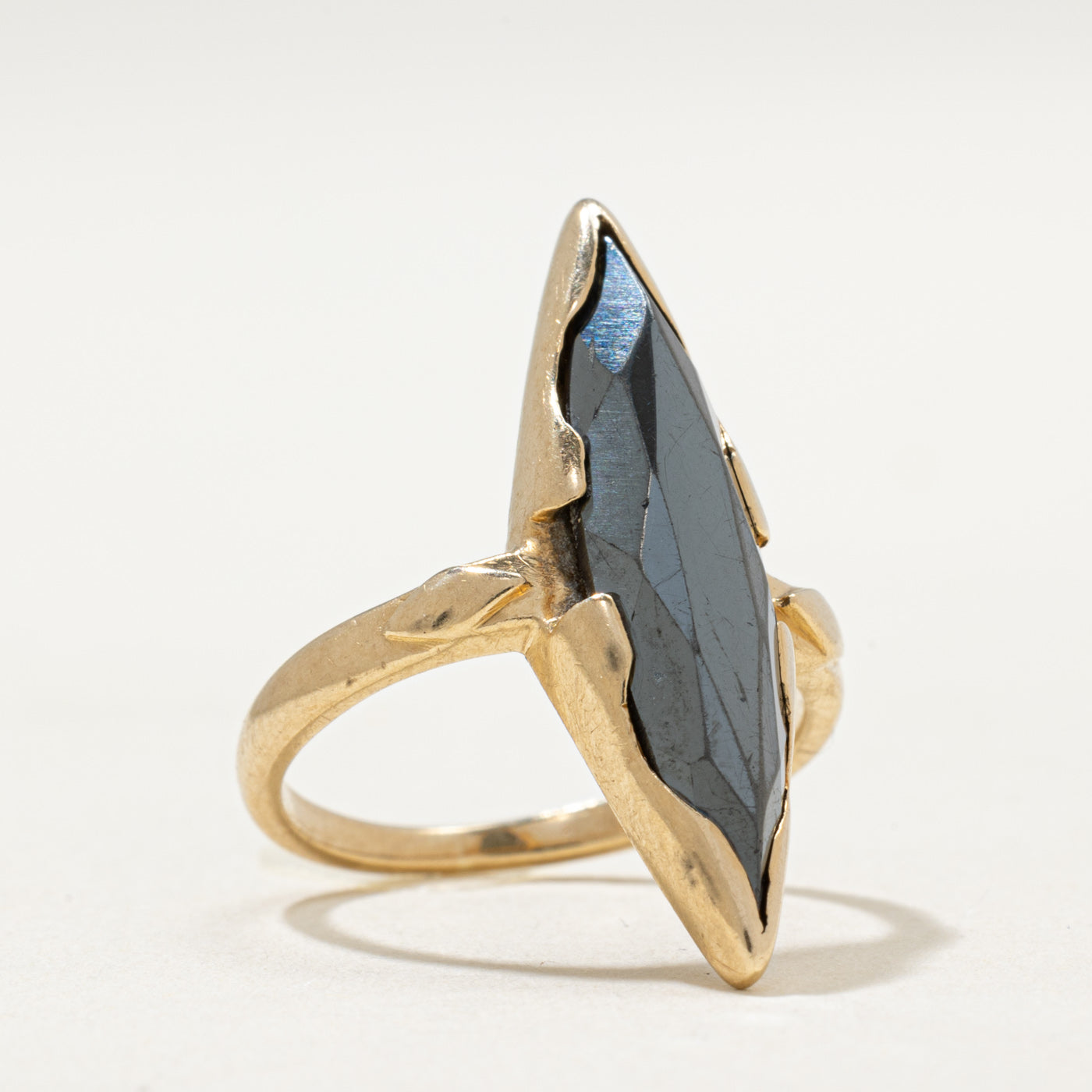 10K Hematite Navette Ring | 3.00ct | SZ 4.5