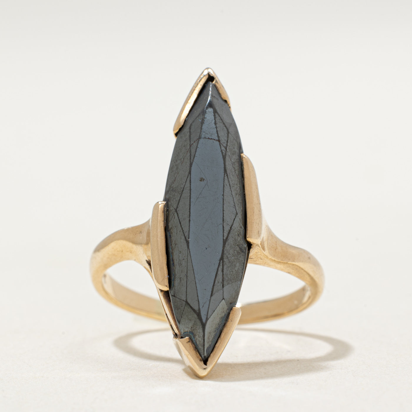 10K Hematite Navette Ring | 4.00ct | SZ 5.5