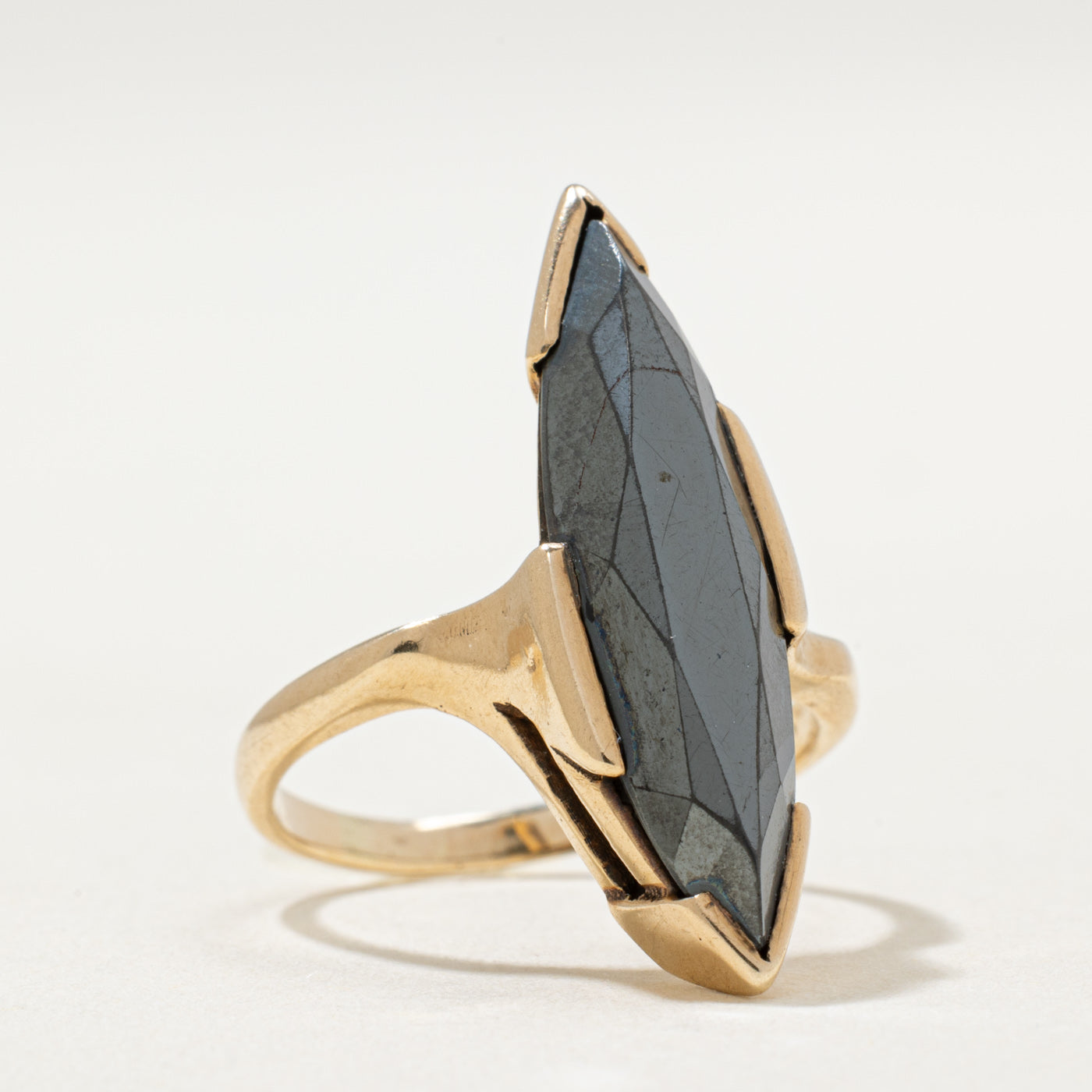 10K Hematite Navette Ring | 4.00ct | SZ 5.5