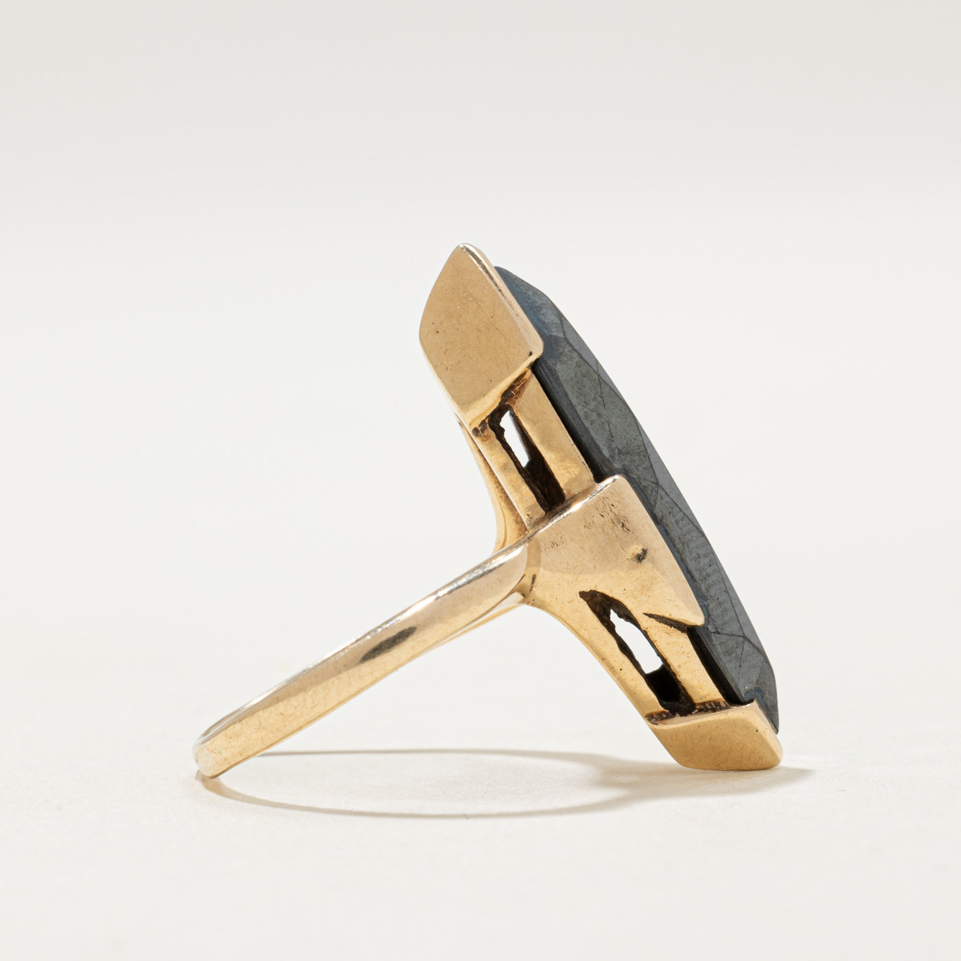 10K Hematite Navette Ring | 4.00ct | SZ 5.5