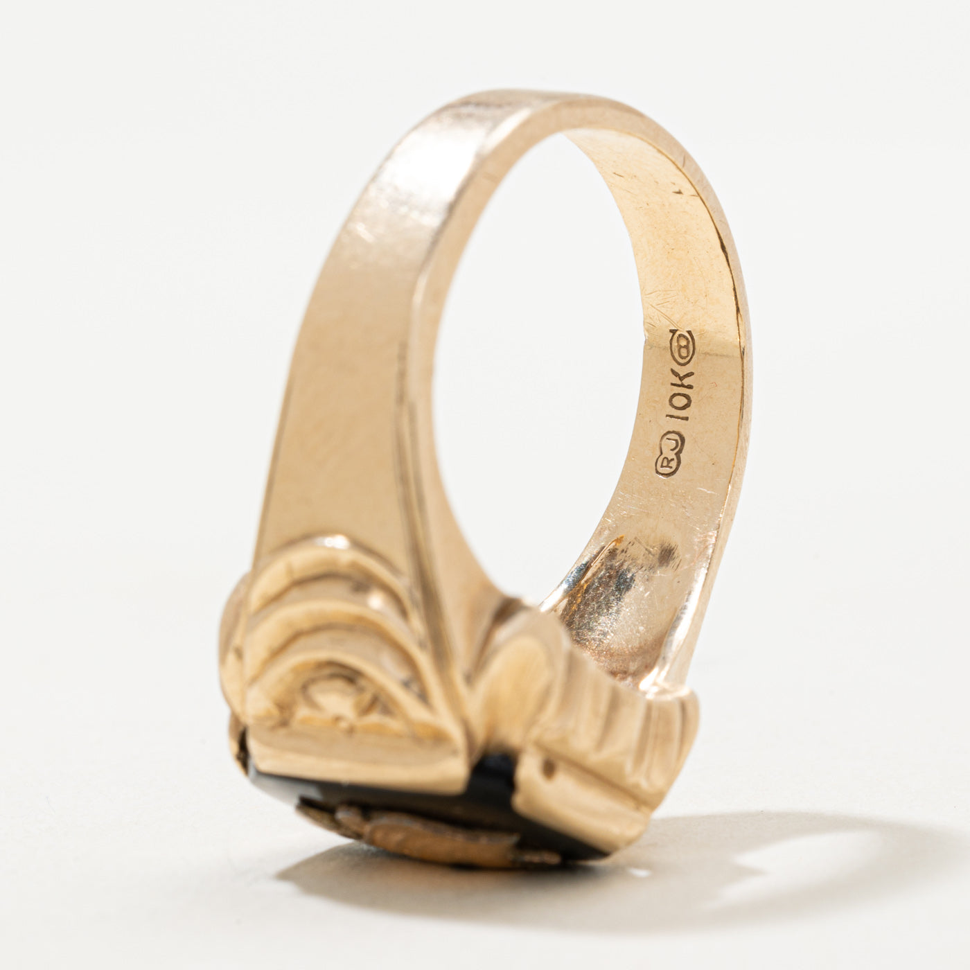 10K Onyx 'S' Initial Ring | 2.00ct | SZ 10