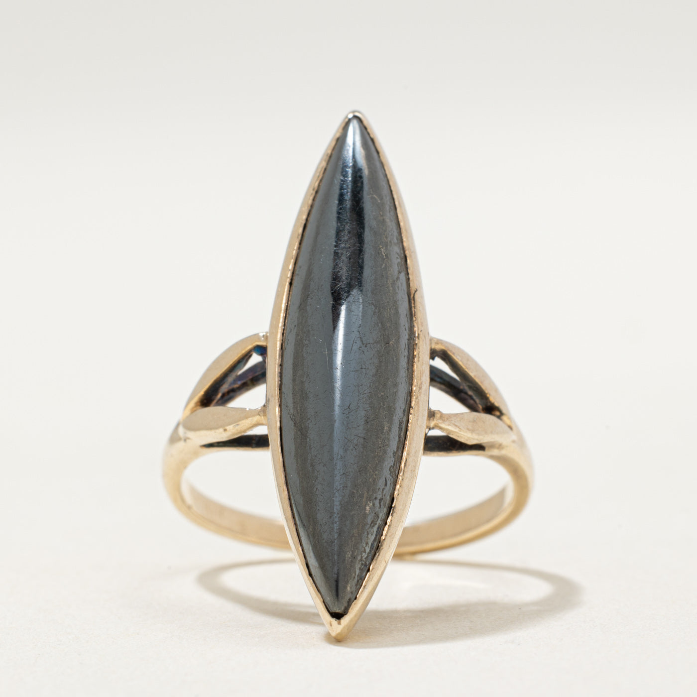 10K Hematite Navette Ring | 7.00ct | SZ 6.5