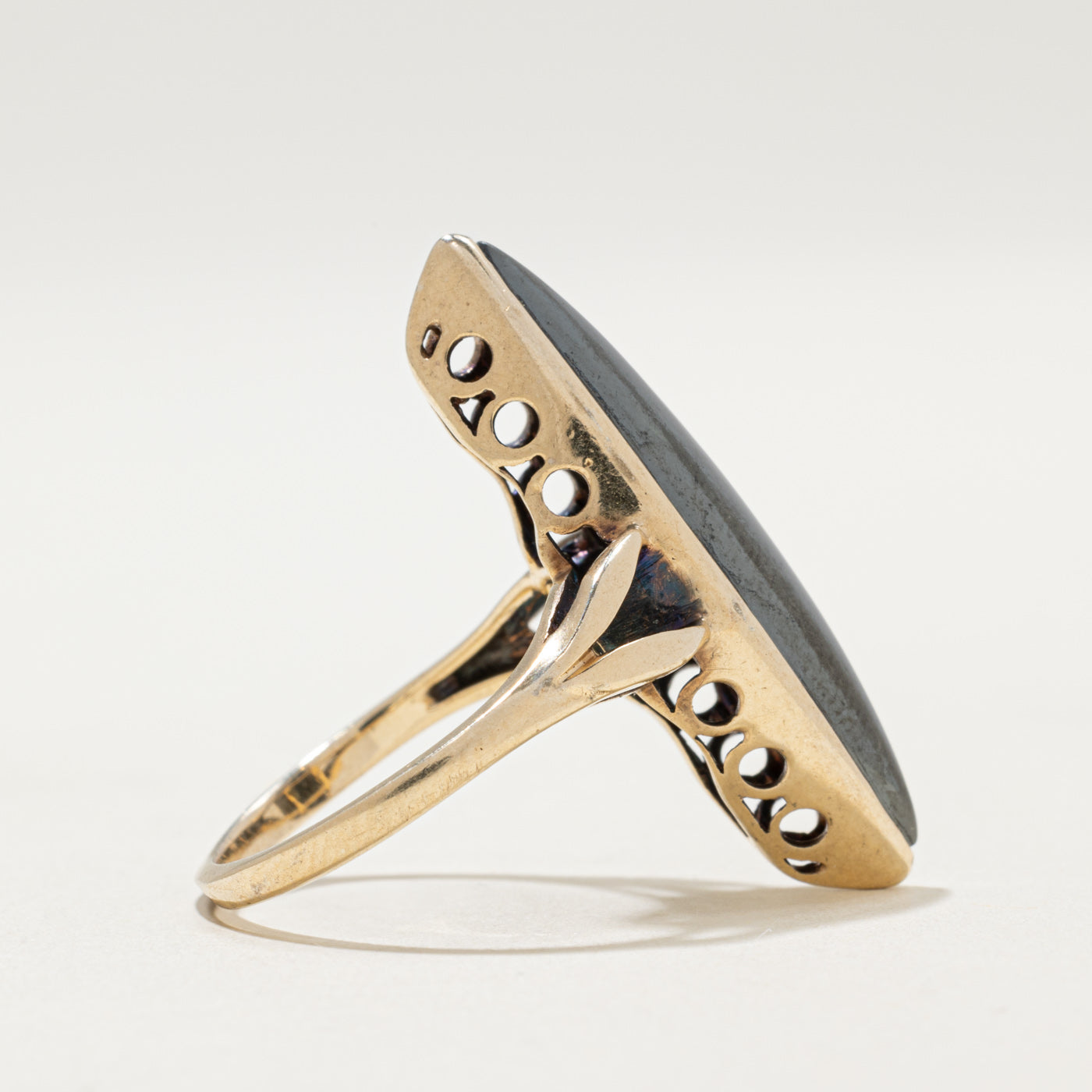 10K Hematite Navette Ring | 7.00ct | SZ 6.5