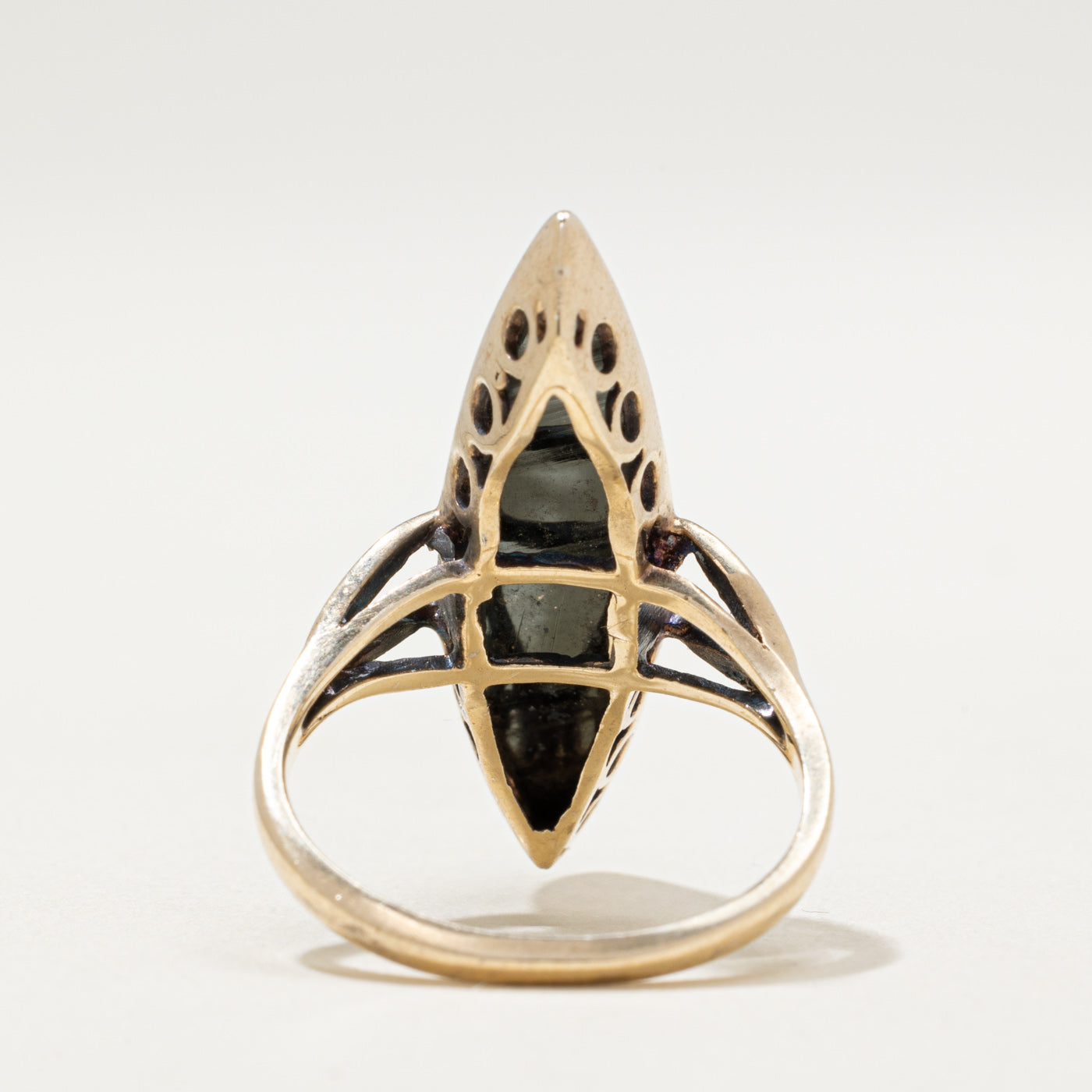 10K Hematite Navette Ring | 7.00ct | SZ 6.5