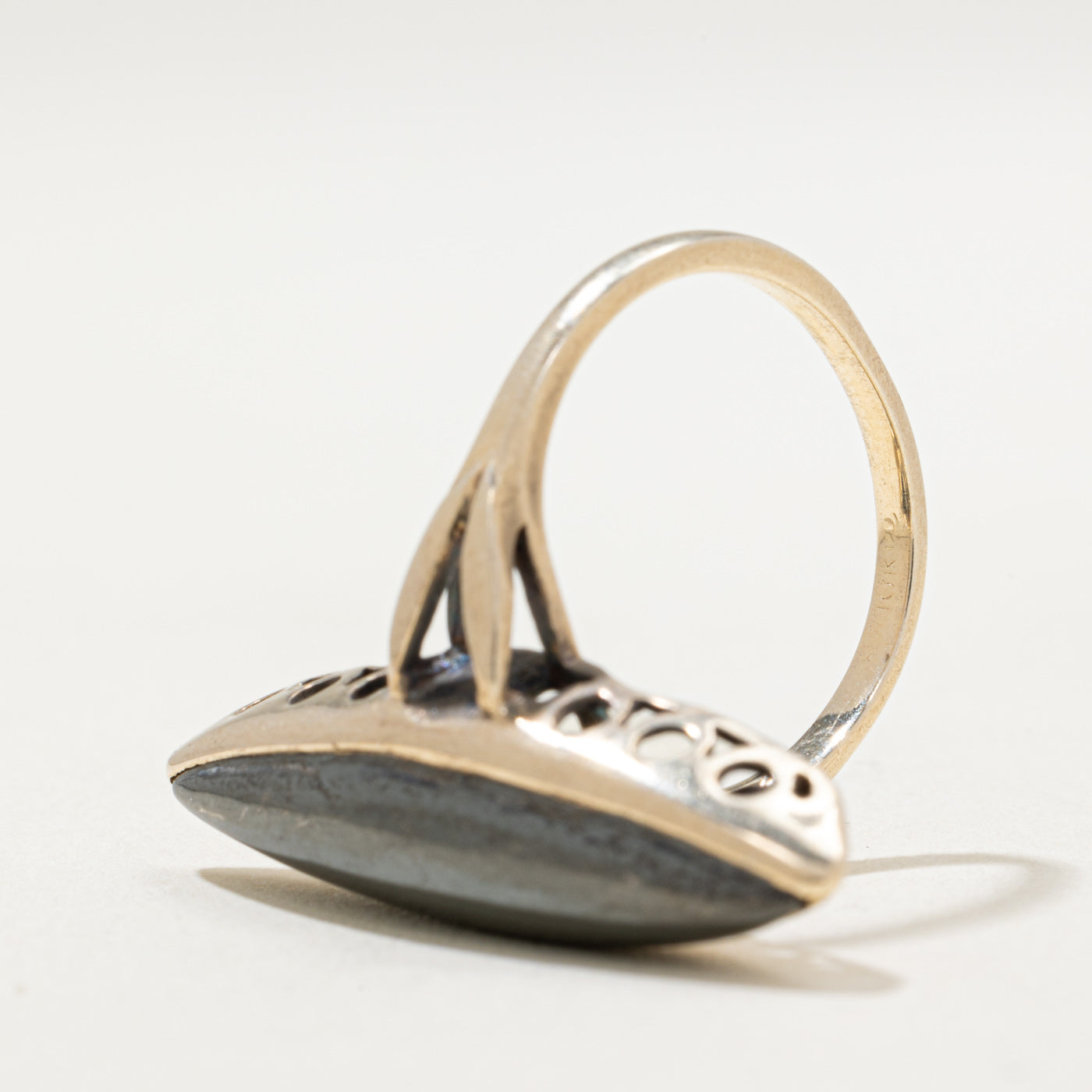 10K Hematite Navette Ring | 7.00ct | SZ 6.5