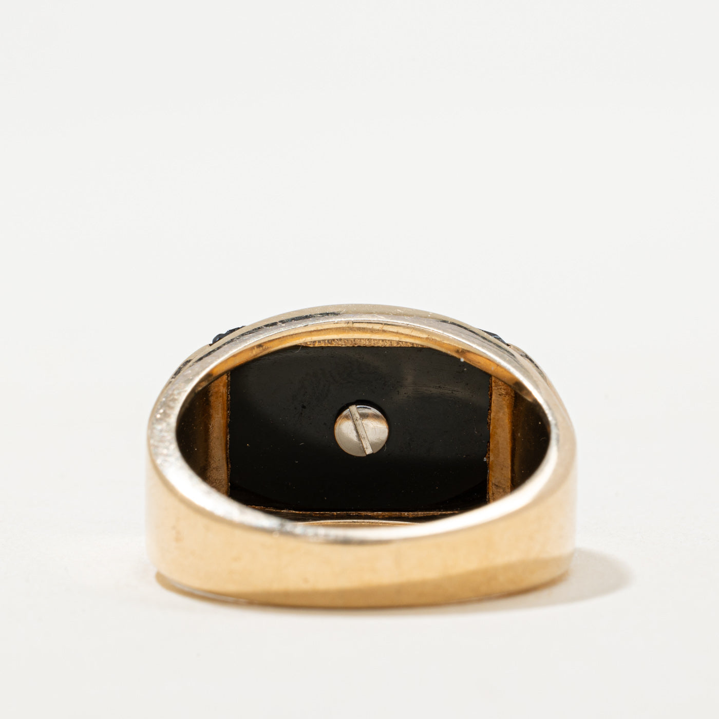 10K Onyx 'B' Initial Signet Ring | 3.00ct | SZ 9.25