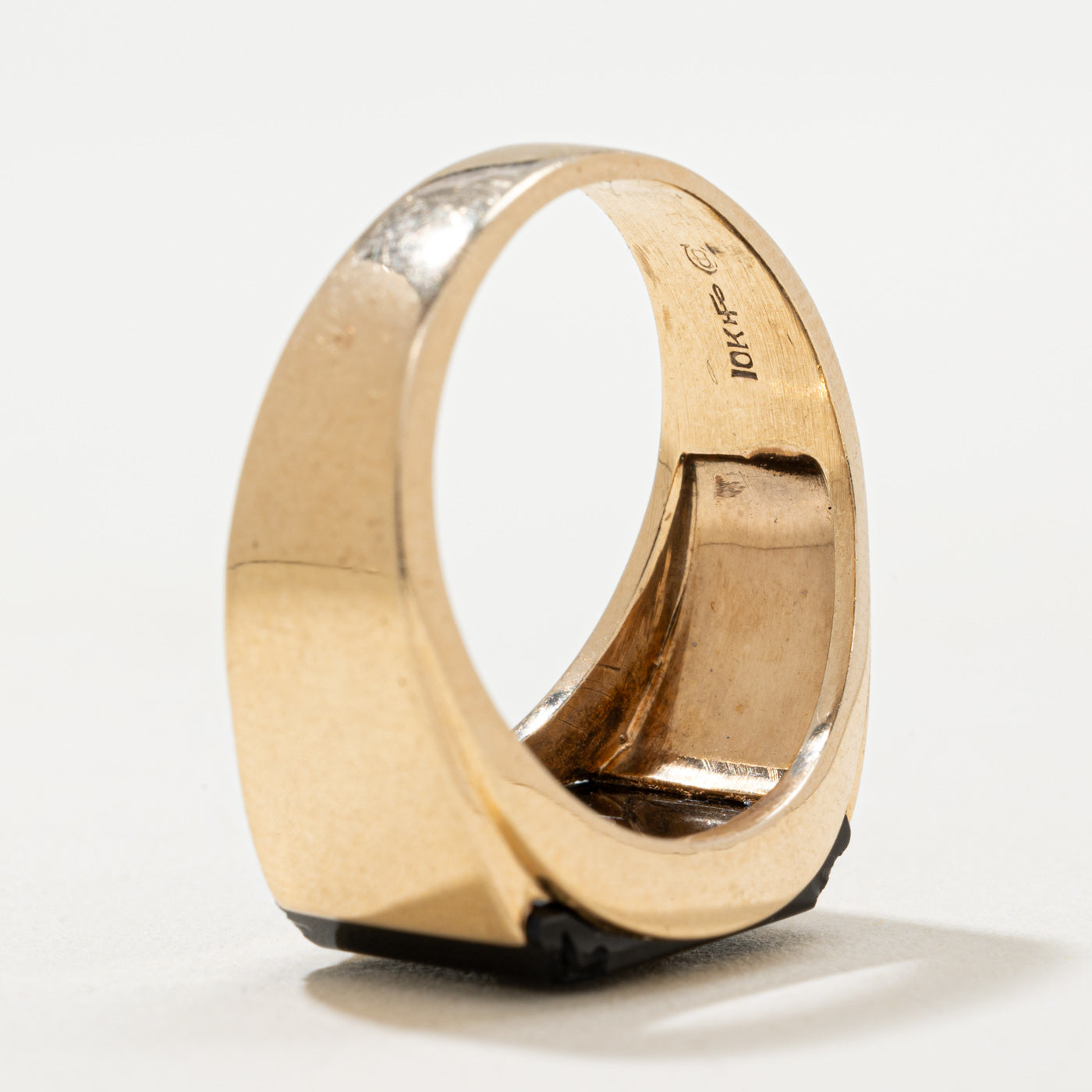 10K Onyx 'B' Initial Signet Ring | 3.00ct | SZ 9.25