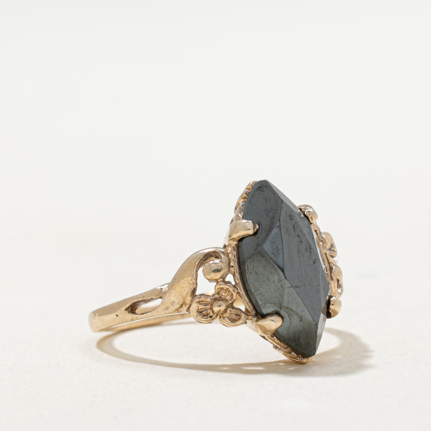 10K Marquise Cut Hematite Ring | 1.50ct | SZ 3.5