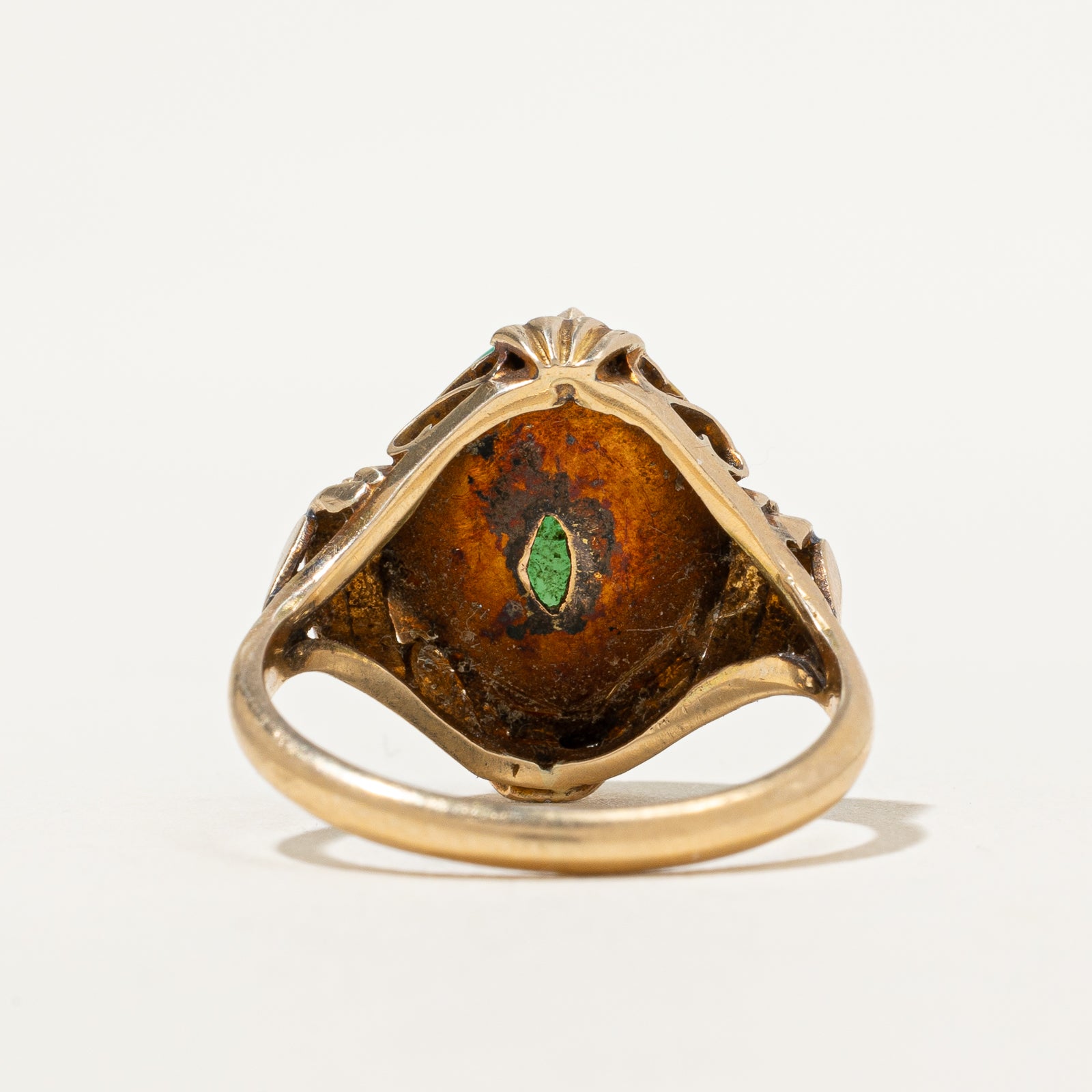 Oval Cabochon Jade Textured Cocktail Ring | 7.60ct | SZ 6.5