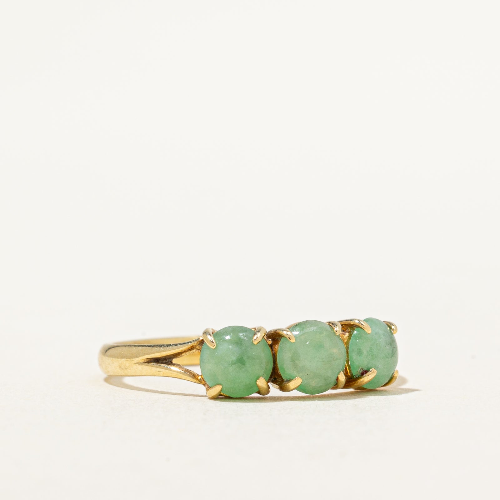 Three Stone Jade Ring | 0.96ctw | SZ 5.25