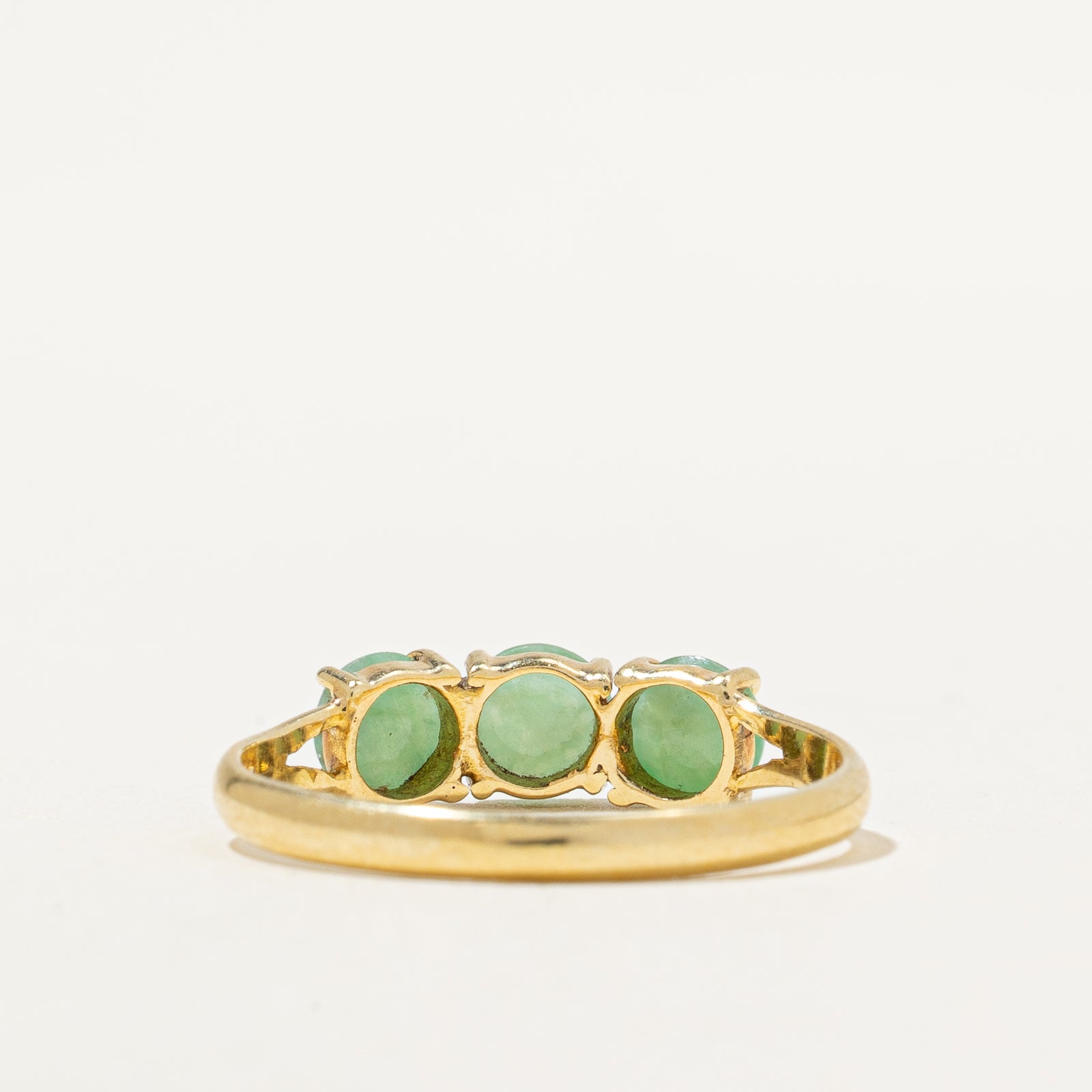 Three Stone Jade Ring | 0.96ctw | SZ 5.25