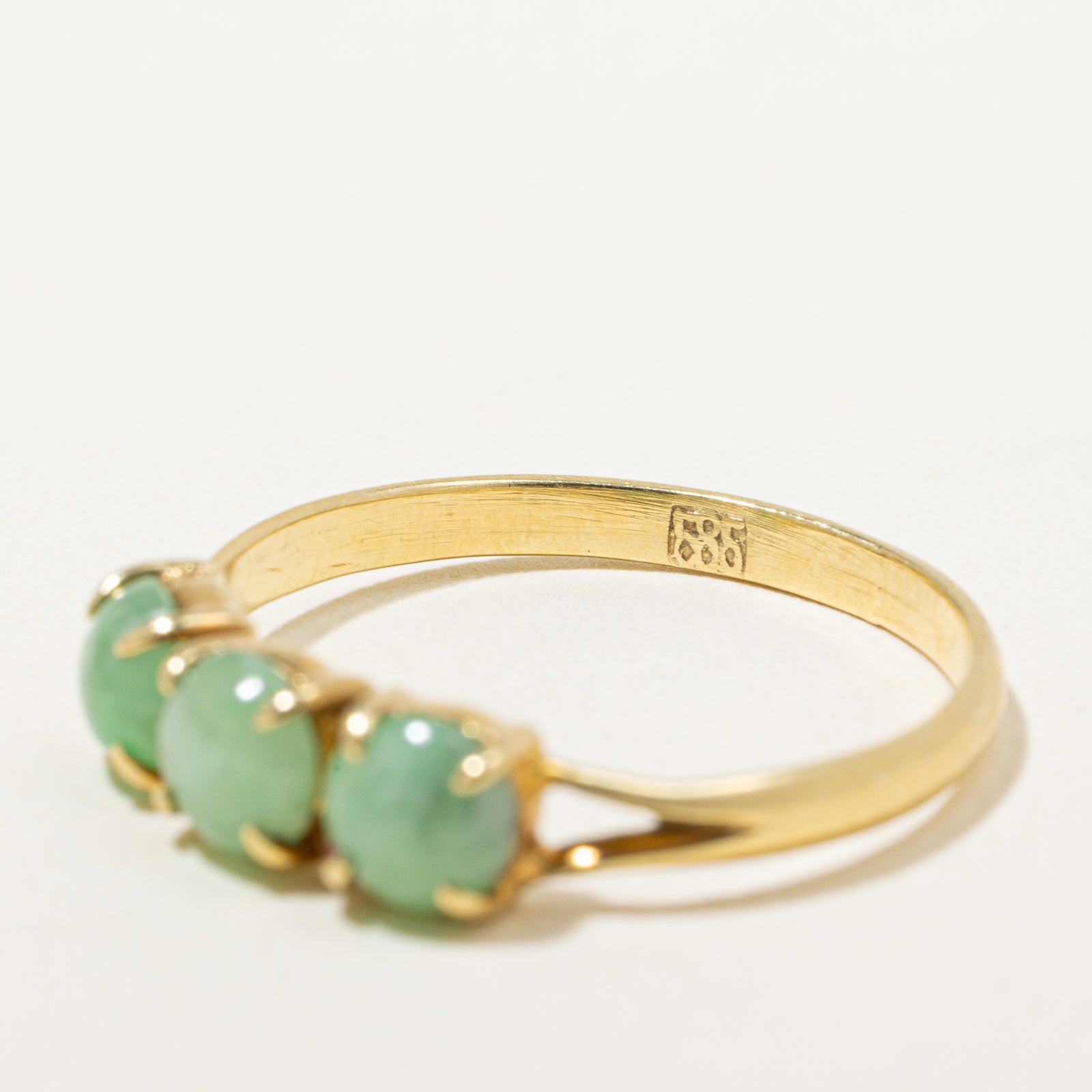 Three Stone Jade Ring | 0.96ctw | SZ 5.25